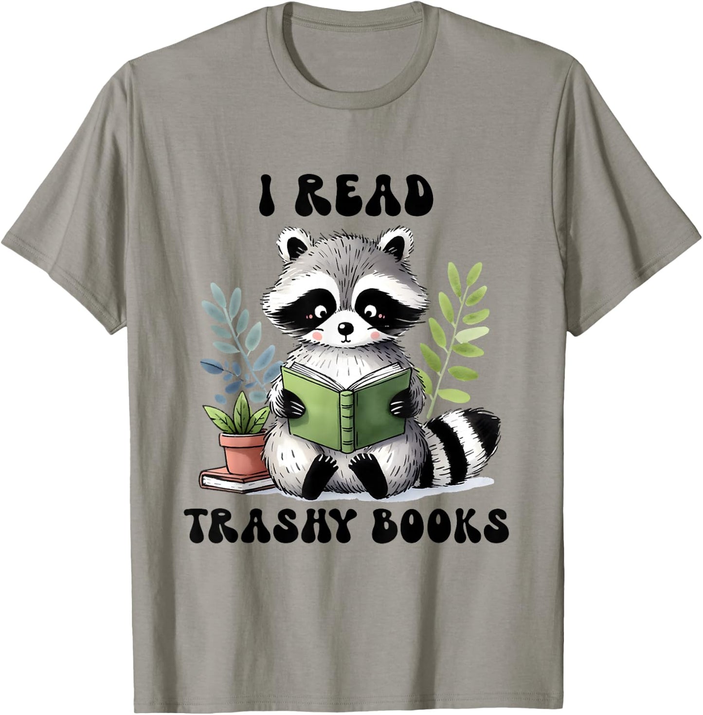 Racoon Reading Spicy Smutty Book Booktok I Read Trashy Books T-Shirt - T-Shirt | Sand