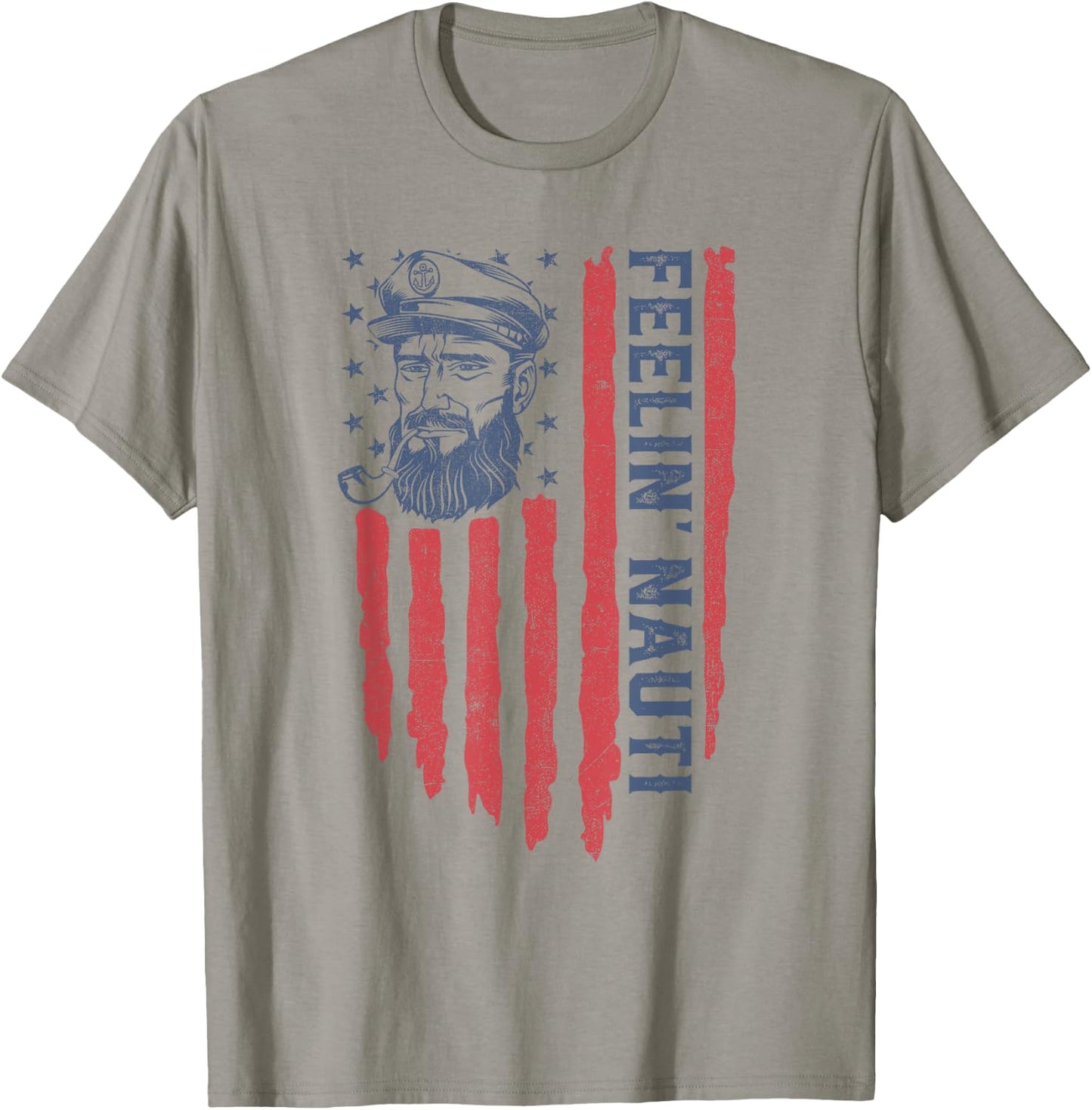 Feelin Nauti American Flag Funny Pontoon Boating 4th of July T-Shirt - T-Shirt | Sand