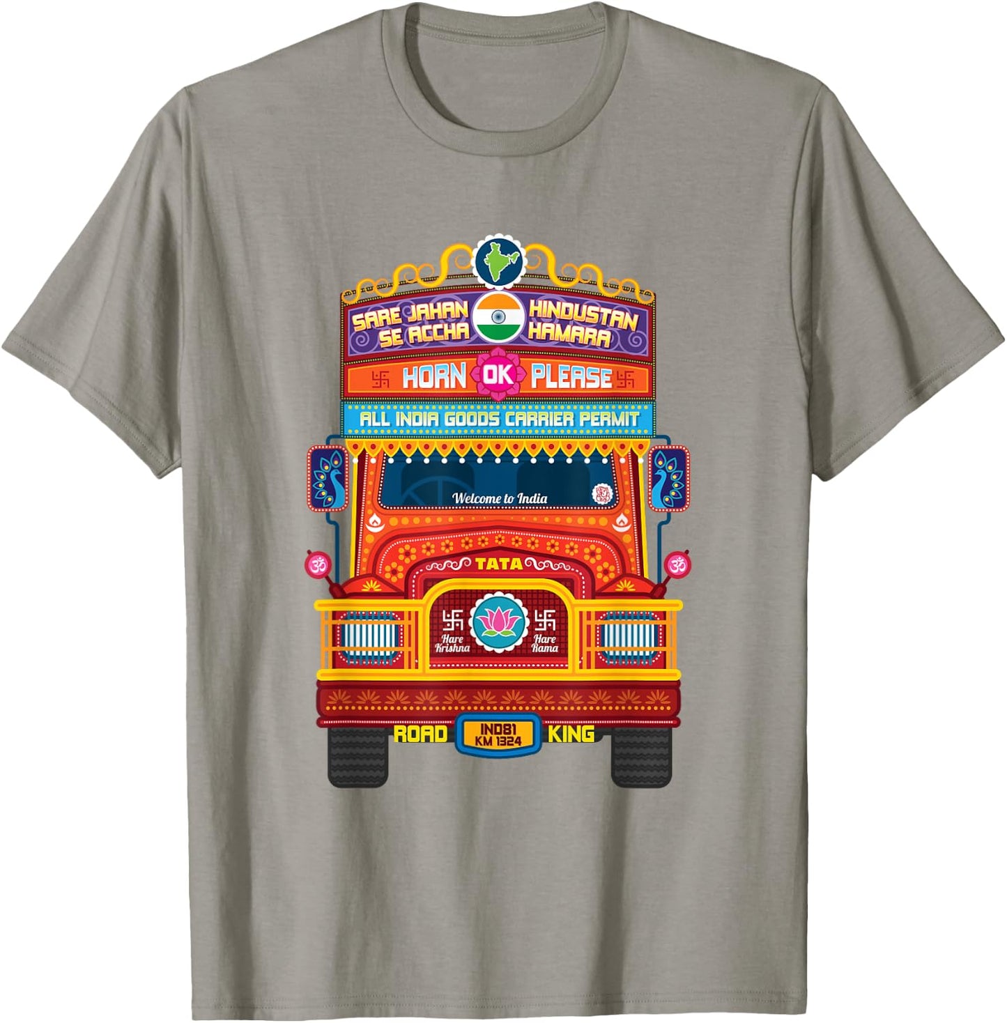 Traditional Indian Truck, South Asian, Horn Ok Please T-Shirt - T-Shirt | Sand