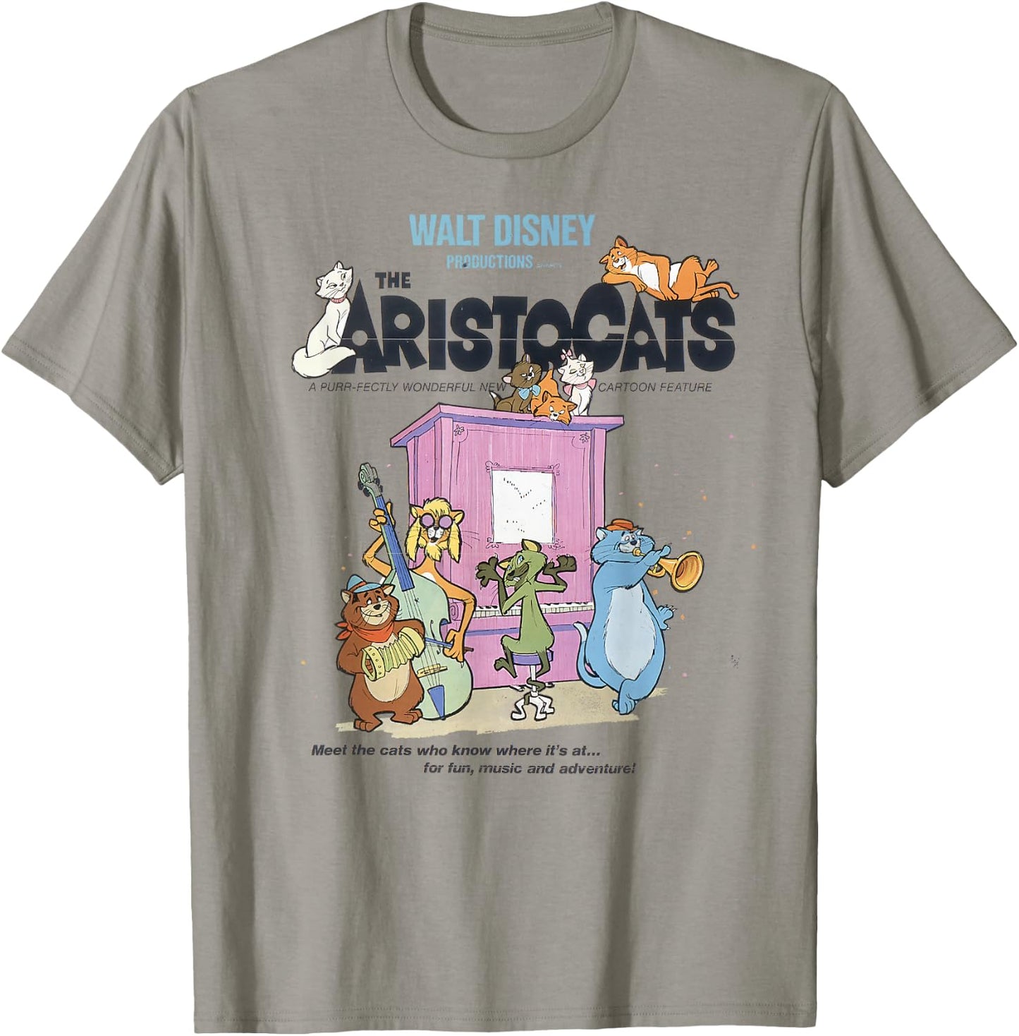Disney The Aristocats Cats Playing Piano Small T-Shirt - T-Shirt | Sand