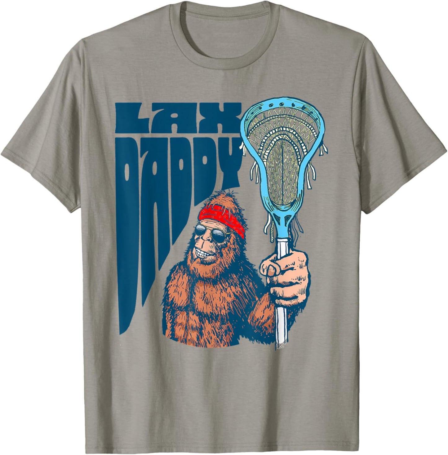 Lax Daddy! Funny Sasquatch Lacrosse Fan Dad Bigfoot Beard T-Shirt - T-Shirt | Sand