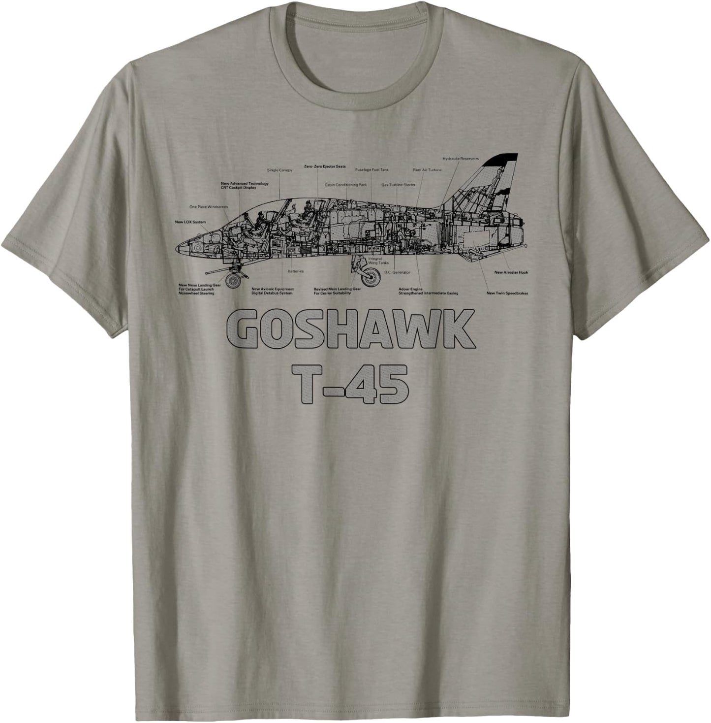 Goshawk T-45 Military Trainer Jet Aircraft T-Shirt - T-Shirt | Sand