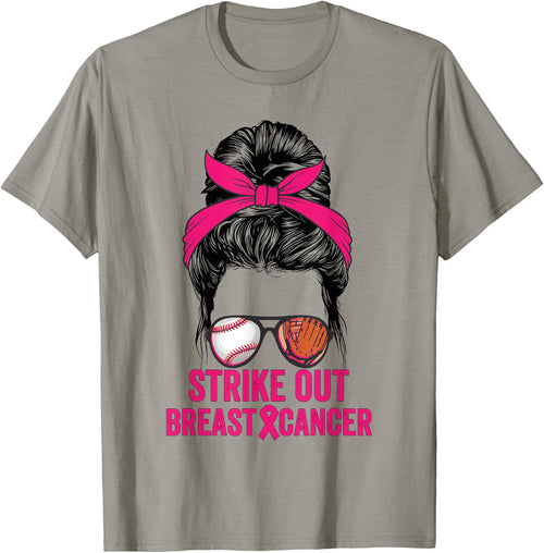 Strike Out Breast Cancer Awareness Messy Bun Baseball