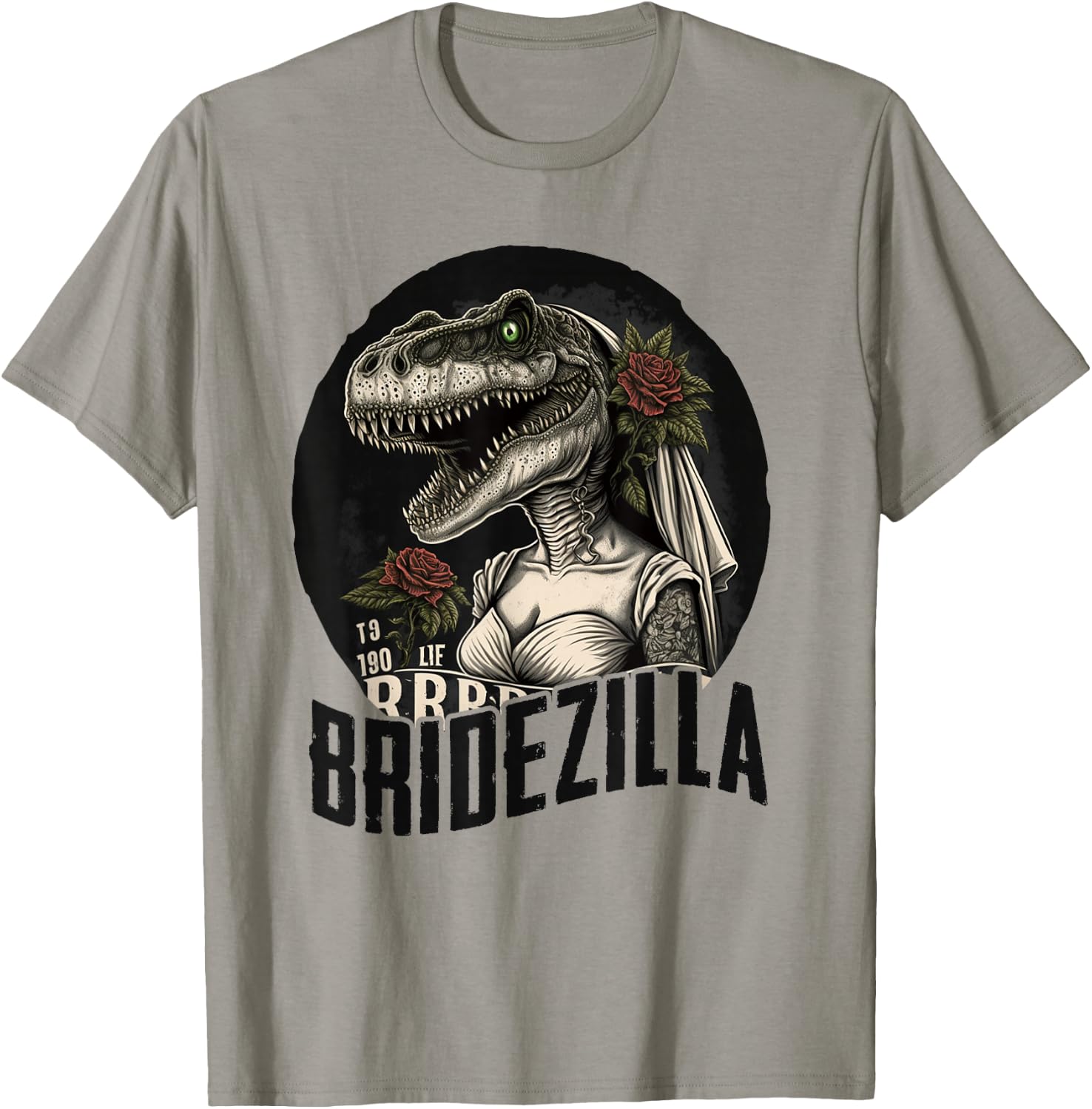 Funny T-Rex Bride Design, BrideZilla T-Shirt - T-Shirt | Sand