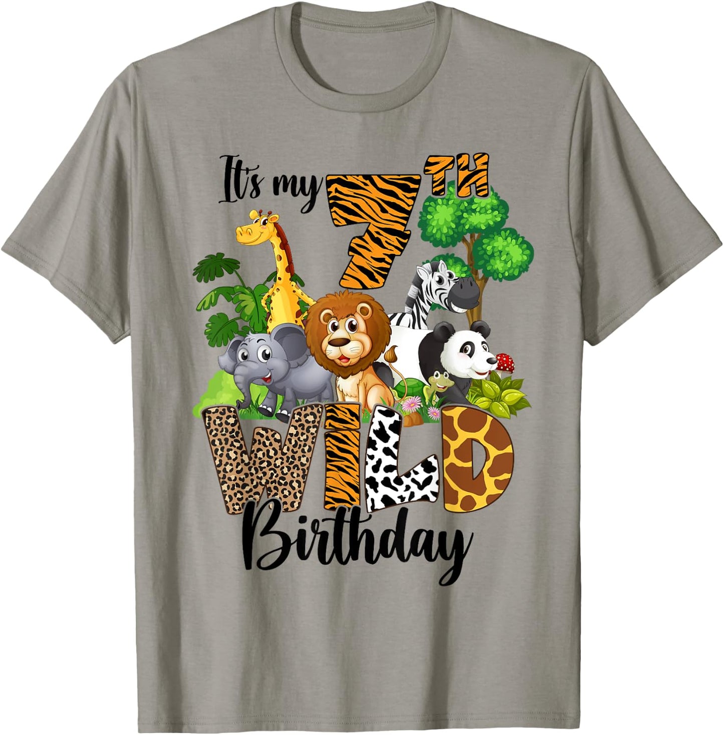 It's My 7th Birthday Zoo Theme Birthday Safari Jungle Animal T-Shirt - T-Shirt | Sand