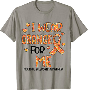 Flower I Wear Orange For My Me Multiple Sclerosis Awareness T-Shirt - T-Shirt | Sand