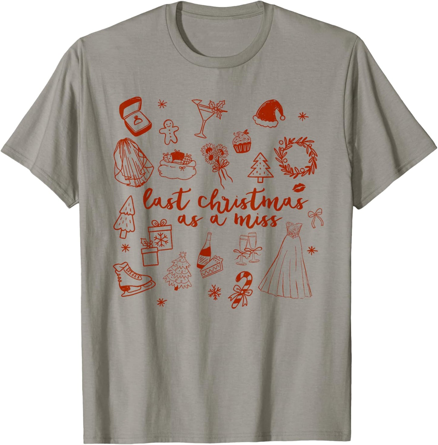 Bride to Be Bridal Bachelorette Last Christmas As A Miss T-Shirt - T-Shirt | Sand