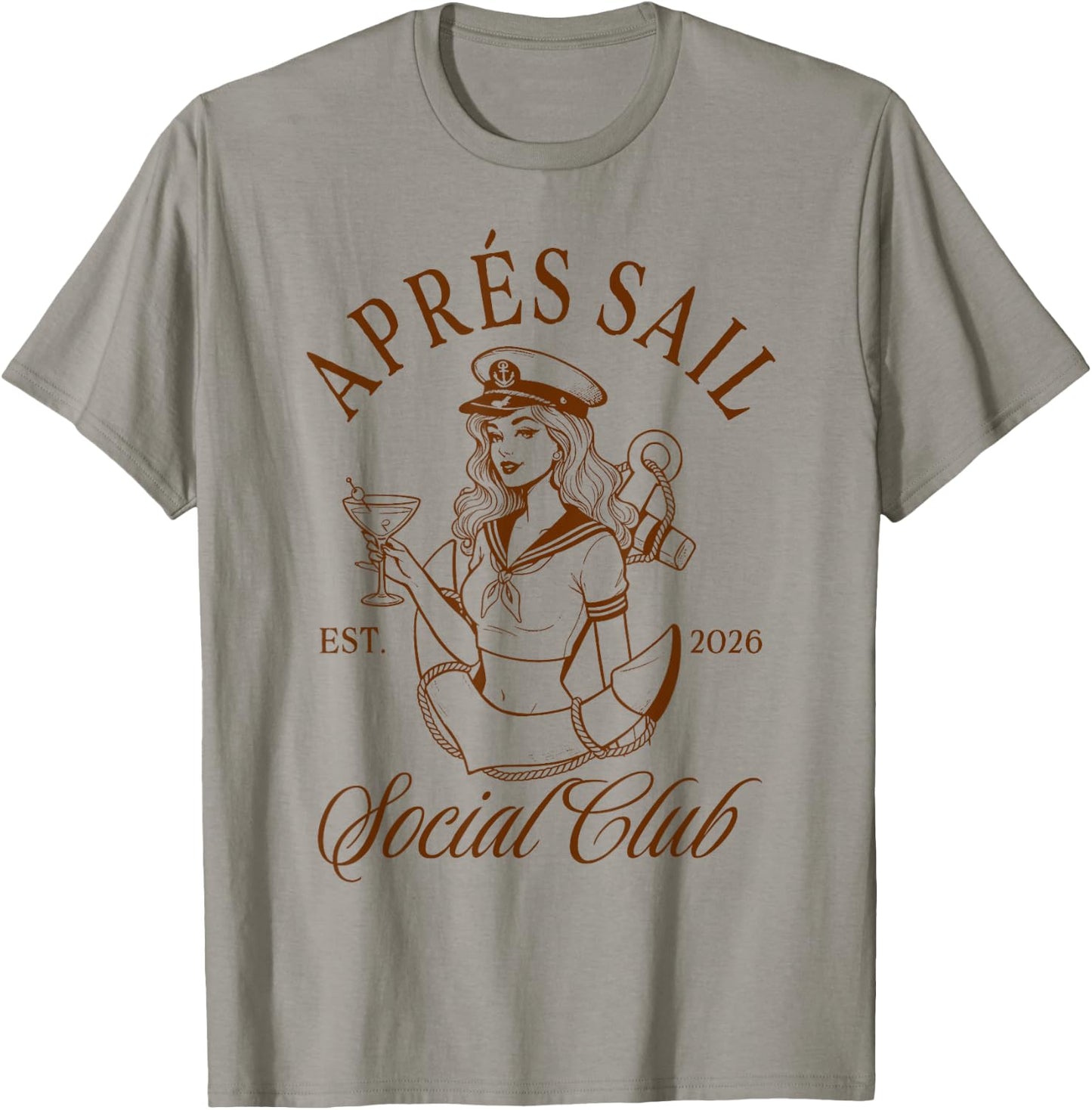 Girls Trip Fishing Lover Apres Sail Social Club Est. 2026 T-Shirt - T-Shirt | Sand