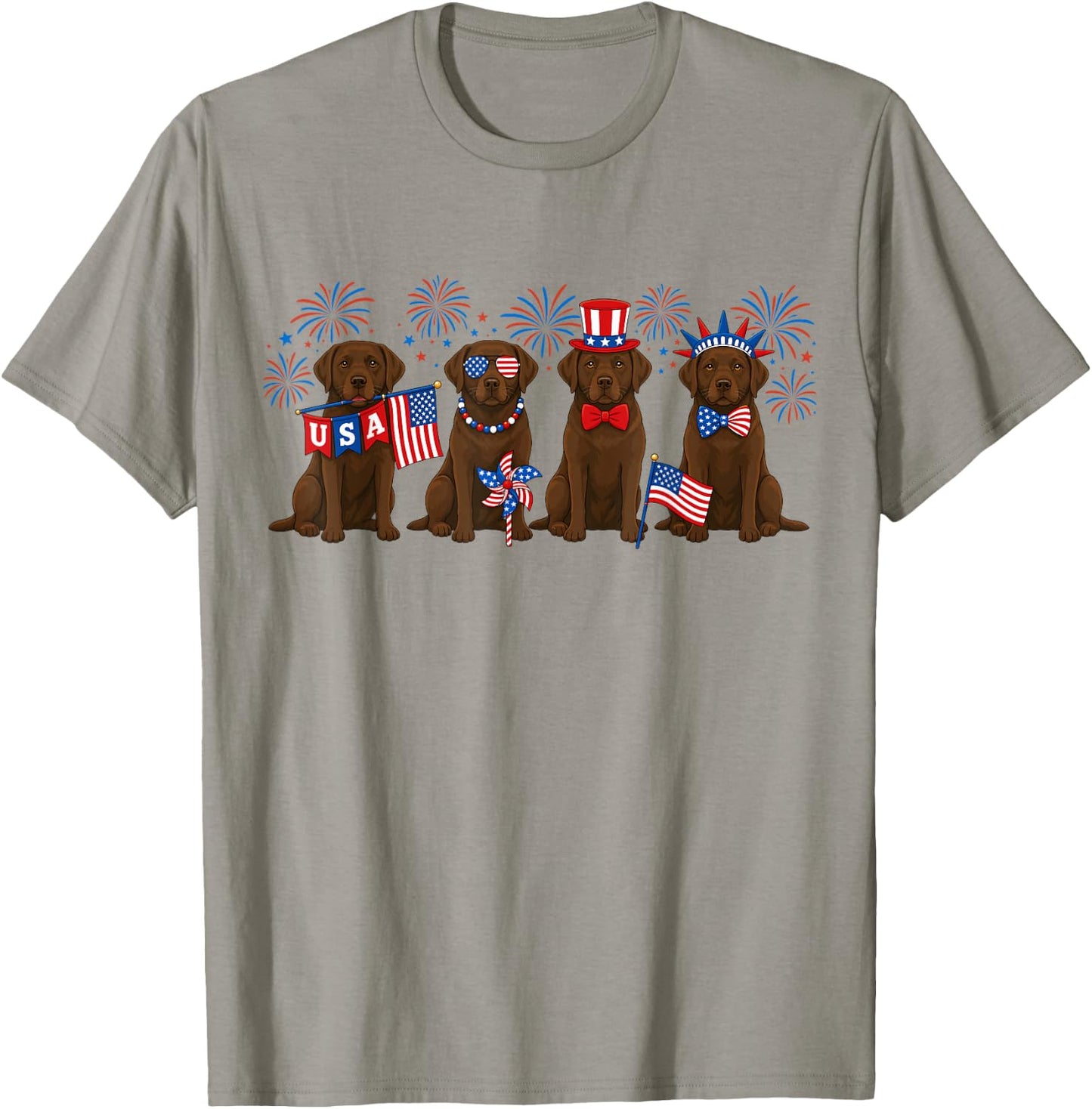 Patriotic 4th July Chocolate Lab Labrador American Flag Men T-Shirt - T-Shirt | Sand