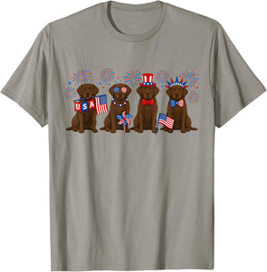 Patriotic 4th July Chocolate Lab Labrador American Flag Men T-Shirt - T-Shirt | Sand