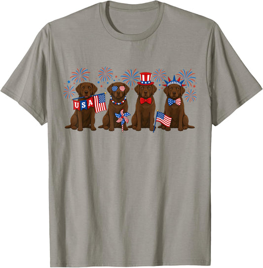 Patriotic 4th July Chocolate Lab Labrador American Flag Men T-Shirt - T-Shirt | Sand