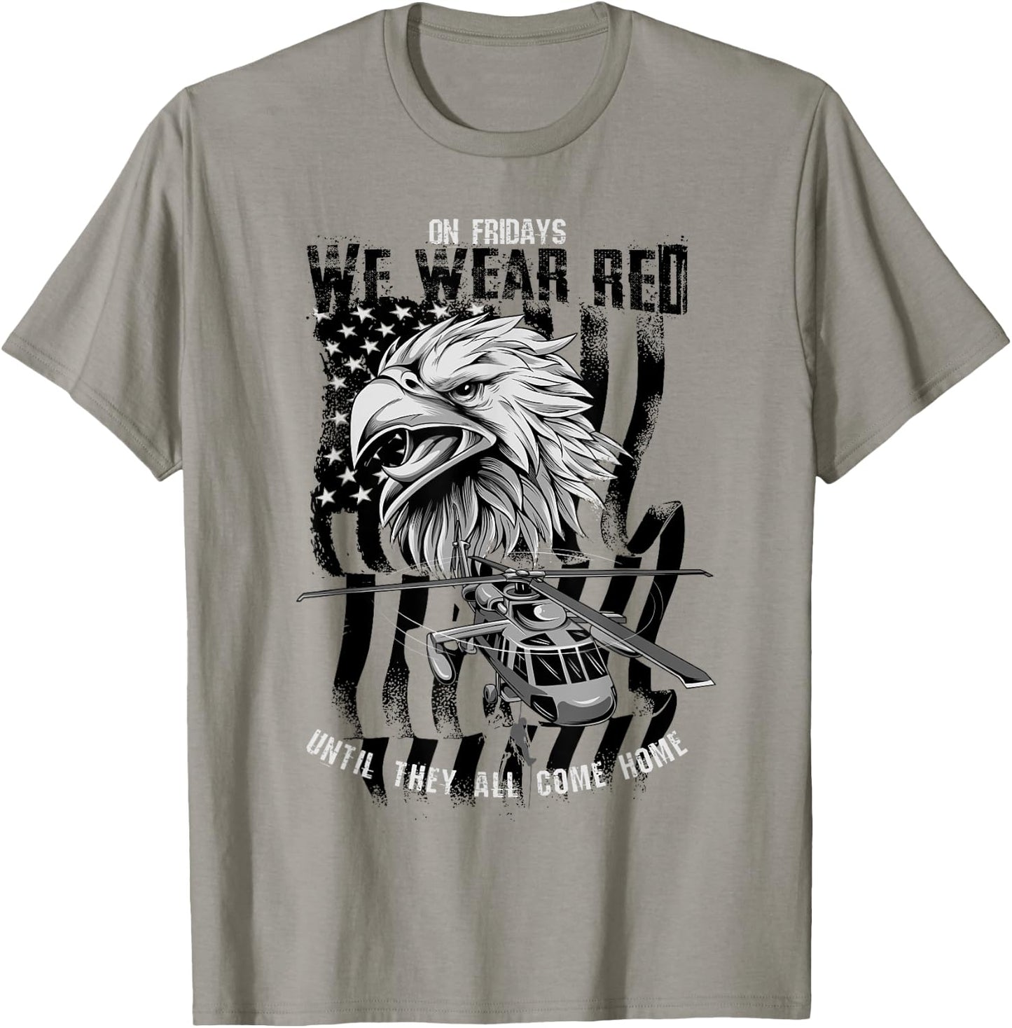 Red Friday Military Remember Everyone Deployed Eagle Flag T-Shirt - T-Shirt | Sand