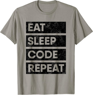 Programmer Eat Sleep Code Repeat Software Engineer T-Shirt - T-Shirt | Sand
