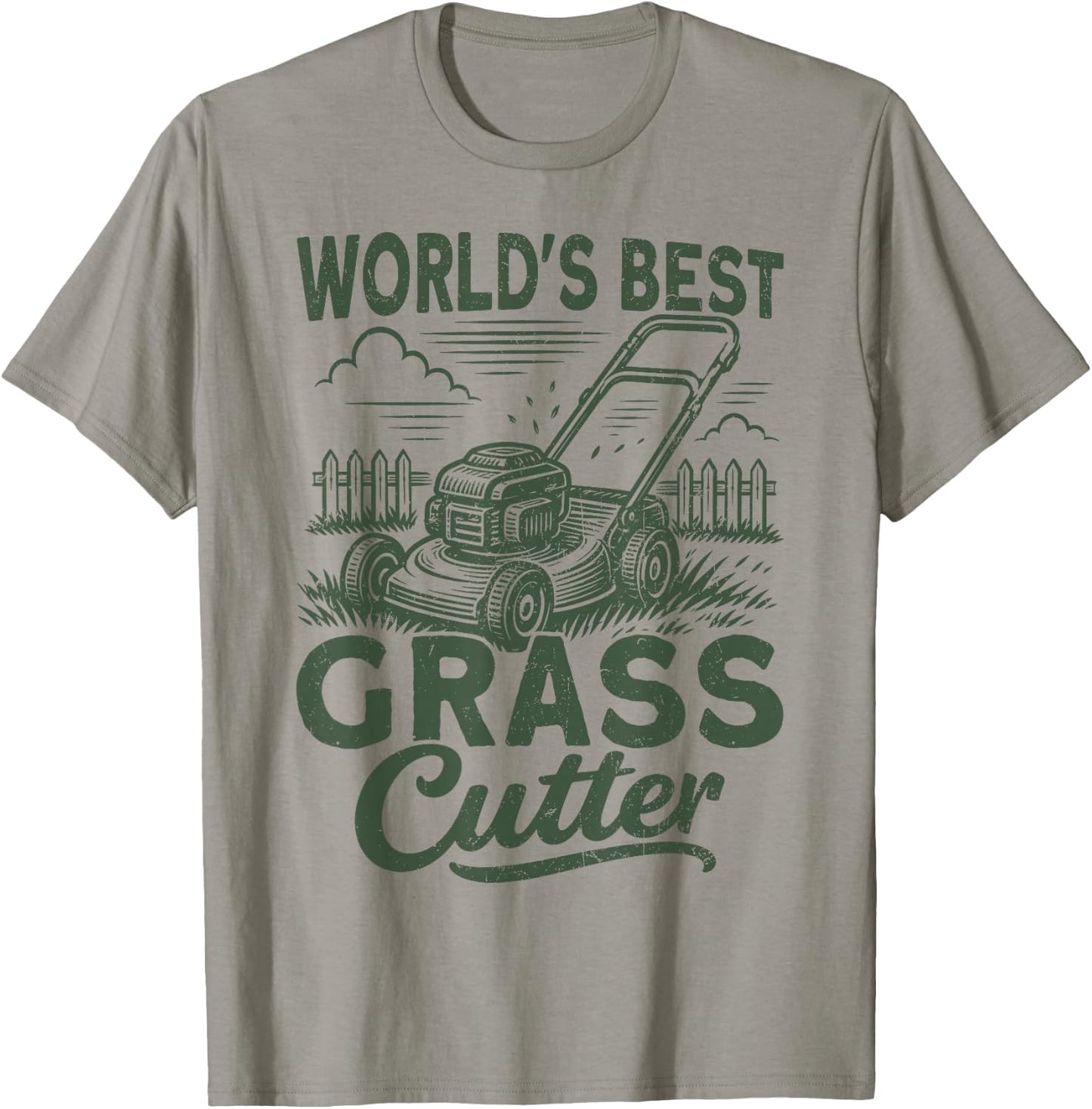 Worlds Best Grass Cutter Lawn Mower Gardening T-Shirt - T-Shirt | Sand