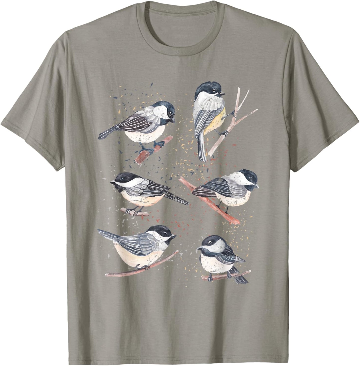 Bird Watching Birding Animal Nature Vintage Chickadee T-Shirt - T-Shirt | Sand