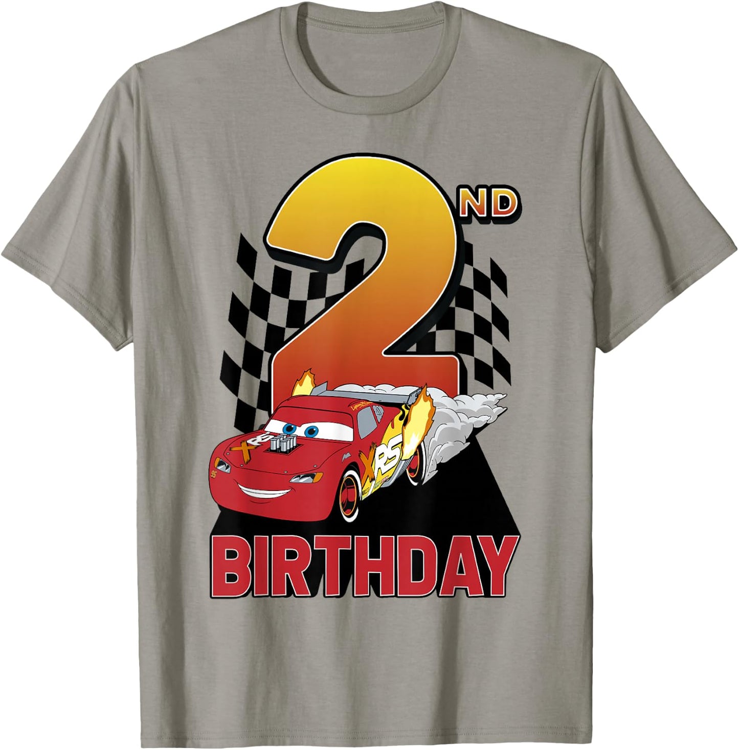Disney Pixar Cars Lightning McQueen 2nd Birthday Peel Out Small T-Shirt - T-Shirt | Sand
