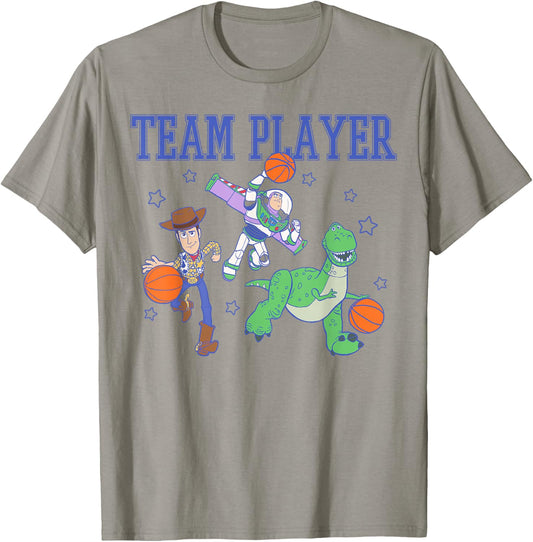Disney Pixar Toy Story Team Player Woody Buzz Rex Basketball T-Shirt - T-Shirt | Sand