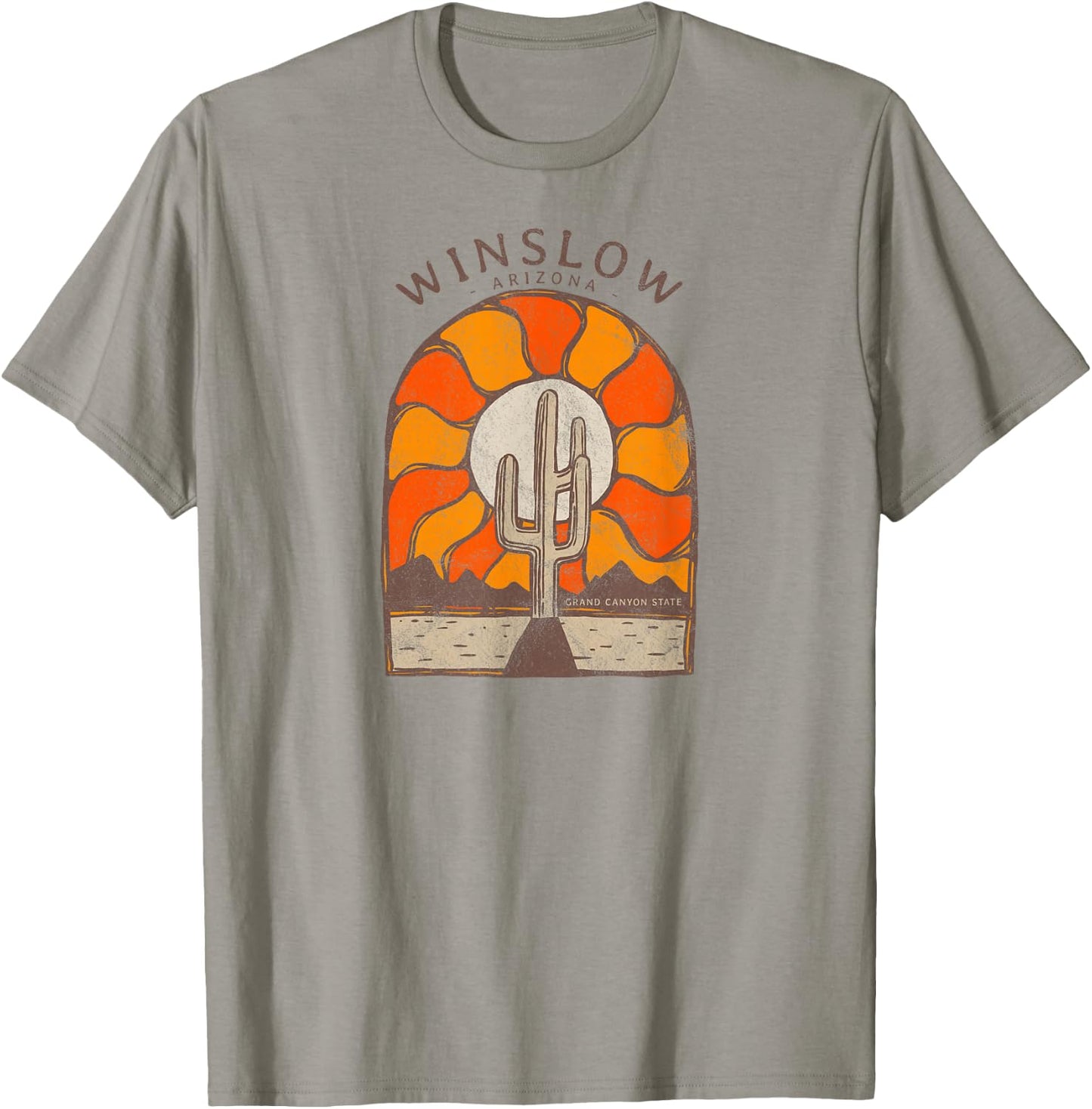 Vintage Retro Style Sunset Desert Landscape Winslow Arizona T-Shirt - T-Shirt | Sand