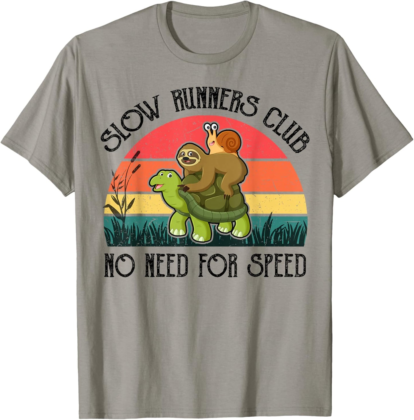 Funny Lazy Sloth Shirt Snail Riding Turtle Slow Runners Club T-Shirt - T-Shirt | Sand