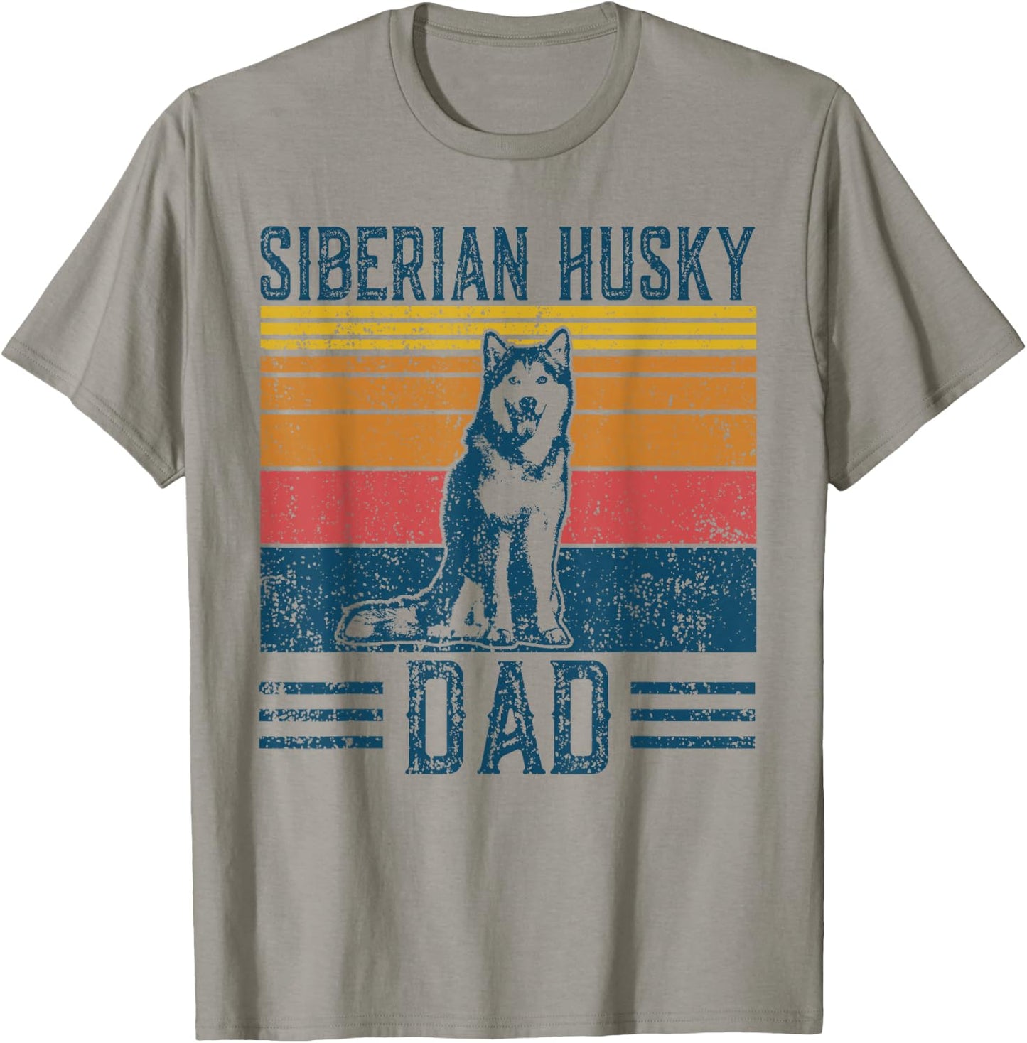 Dog Husky Dad - Vintage Siberian Husky Dad Men Women T-Shirt - T-Shirt | Sand