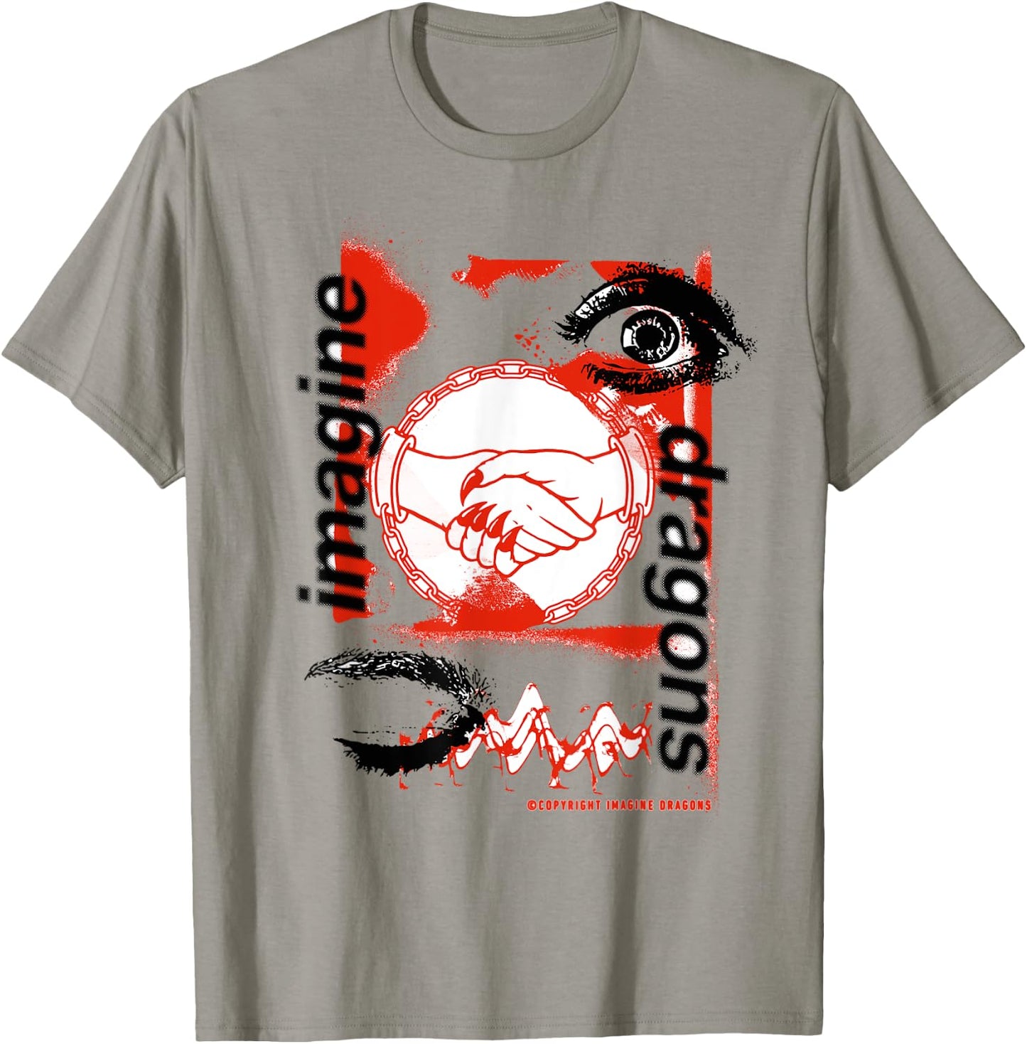 Official Imagine Dragons Handshake White T-Shirt - T-Shirt | Sand
