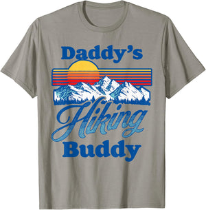 Daddy's Hiking Buddy Fun Nature Fathers Outdoor 80s Mountain T-Shirt - T-Shirt | Sand