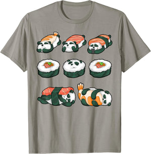 Panda Sushi Hug Shirt Cute Animal Maki Lover Funny Food Gift T-Shirt - T-Shirt | Sand