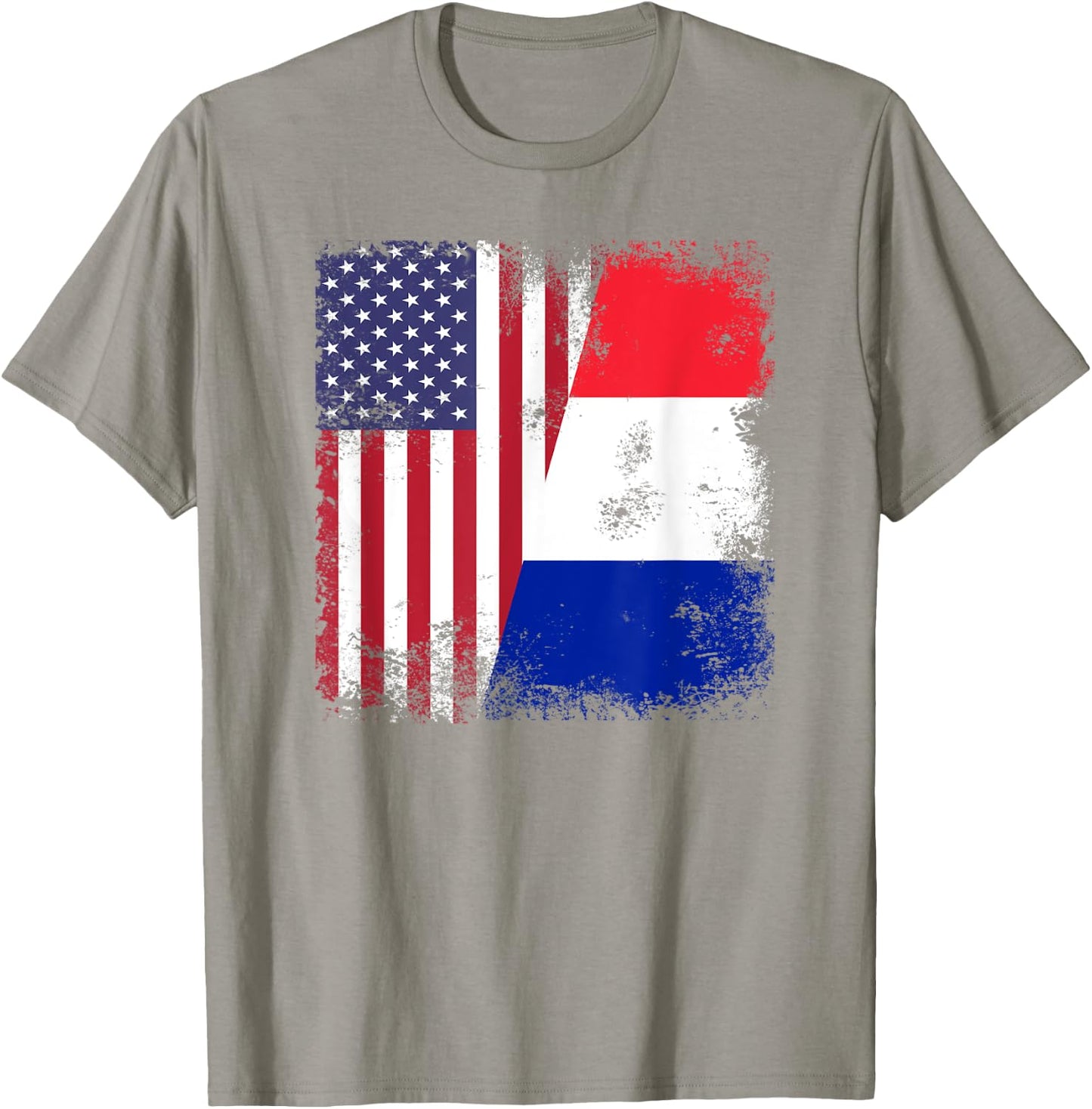 Half French Frenchman Flag | Vintage France USA Gift T-Shirt - T-Shirt | Sand