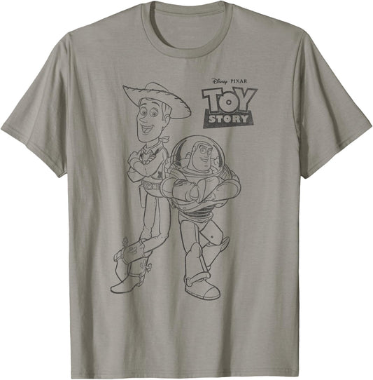 Disney Pixar Toy Story Buzz And Woody Back To Back Poster T-Shirt - T-Shirt | Sand
