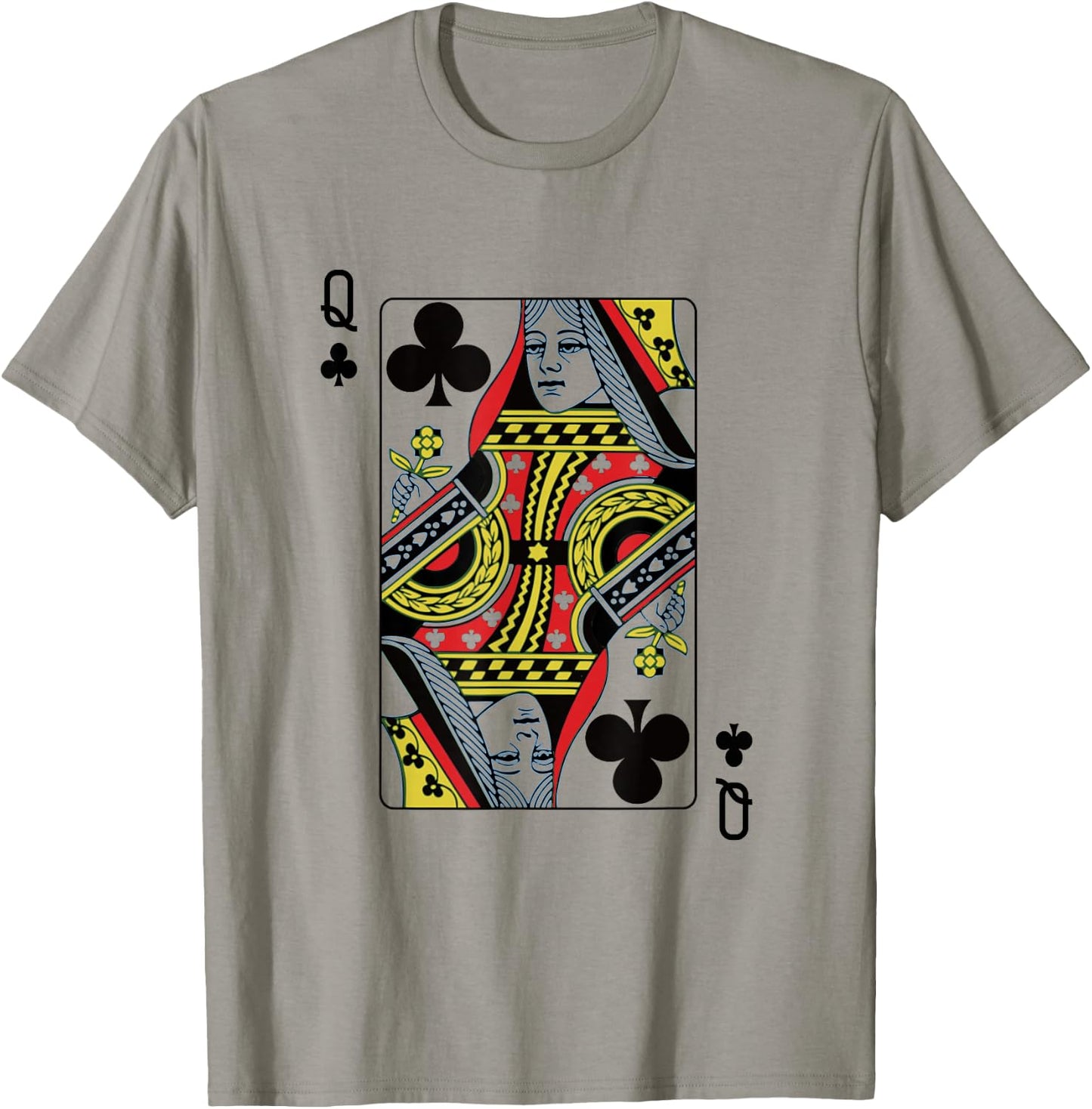Queen Of The Clubs Playing Card Poker T-Shirt - T-Shirt | Sand