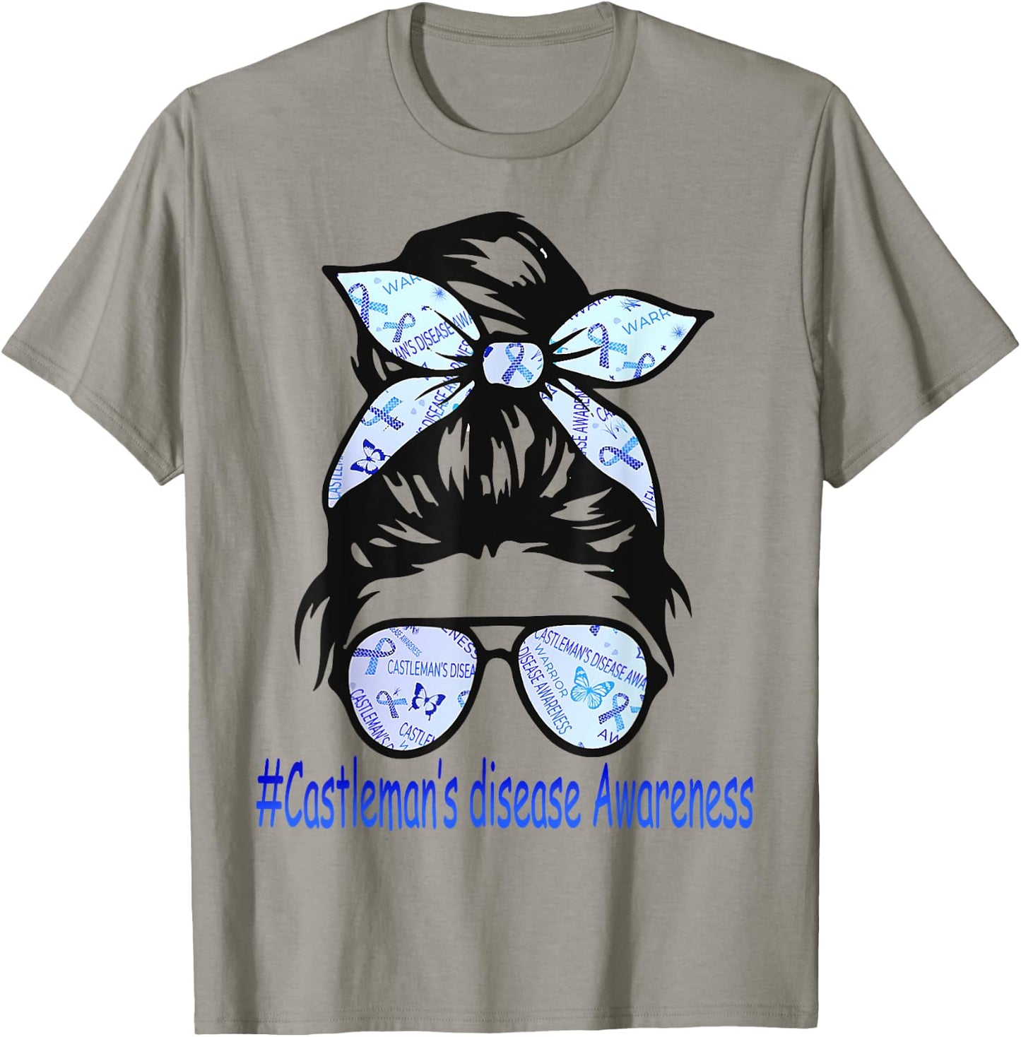 Messy Bun Women Castlemans Disease Awareness Month T-Shirt - T-Shirt | Sand