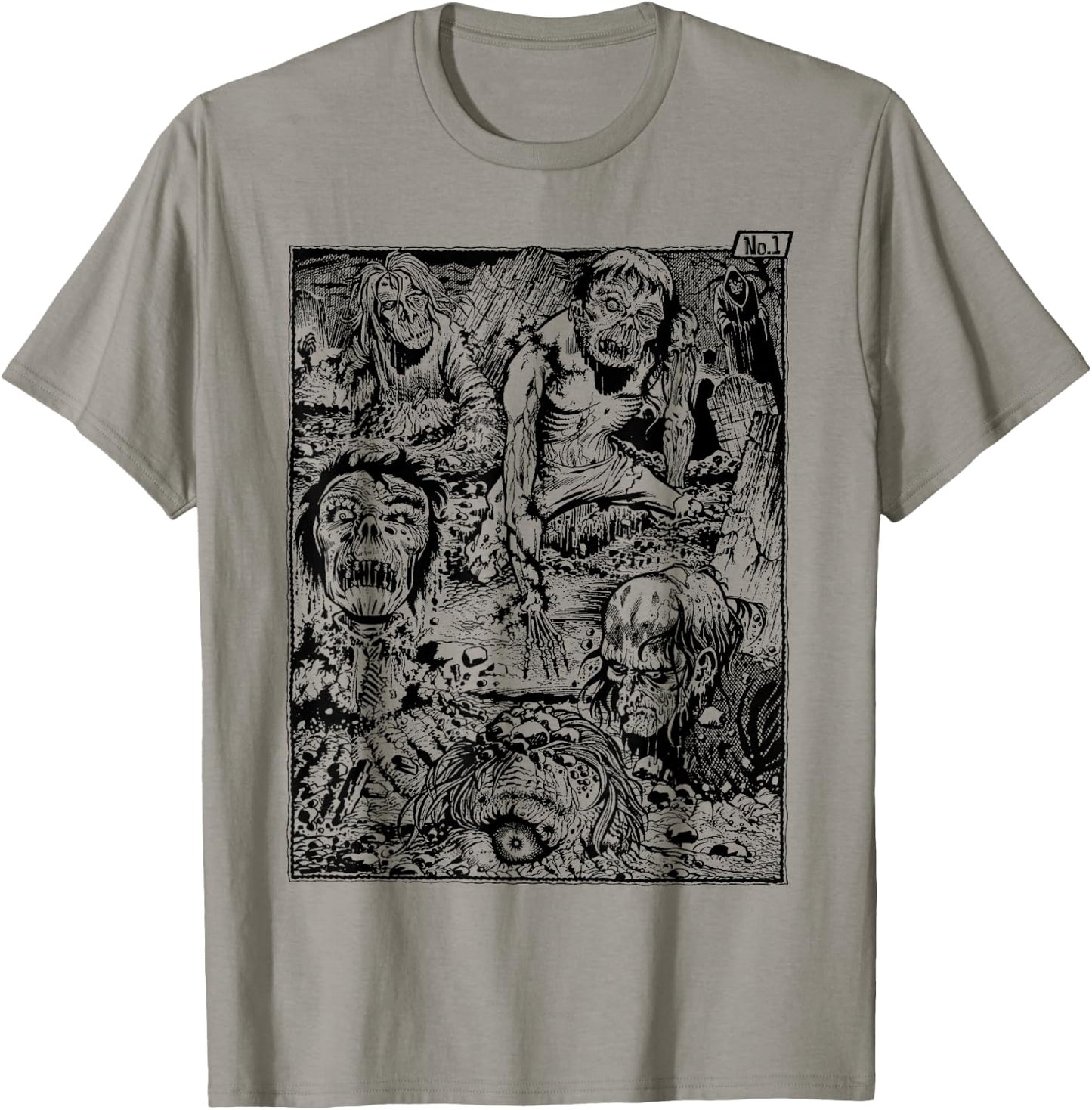 Vintage Zombie Night at the Cemetery The Living Dead T-Shirt - T-Shirt | Sand