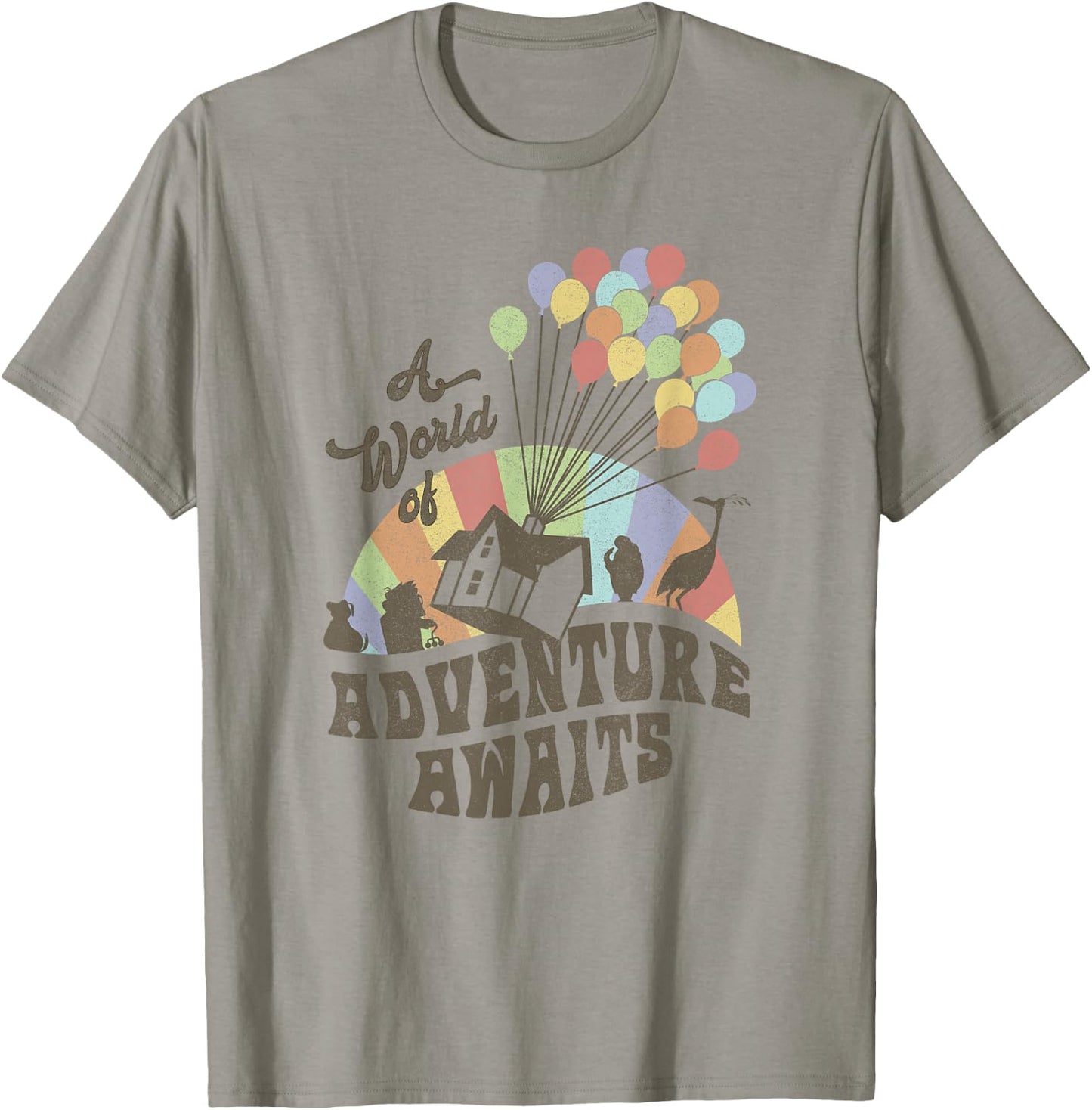 Disney Pixar Up A World Of Adventure Awaits Rainbow Balloons T-Shirt - T-Shirt | Sand