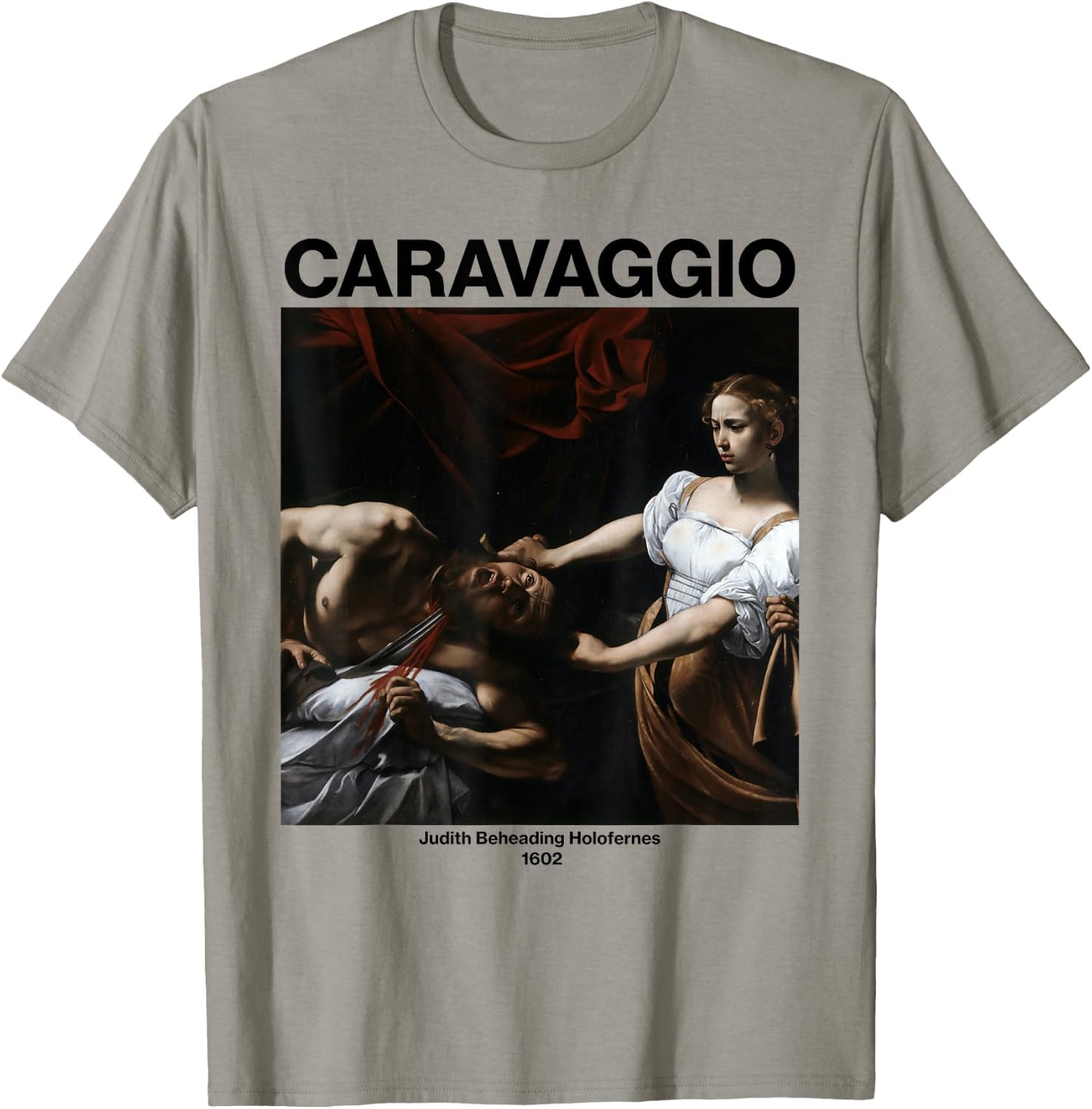 Fine Arts Bottega Caravaggio Judith and Holofernes | Famous Painting T-Shirt - T-Shirt | Sand