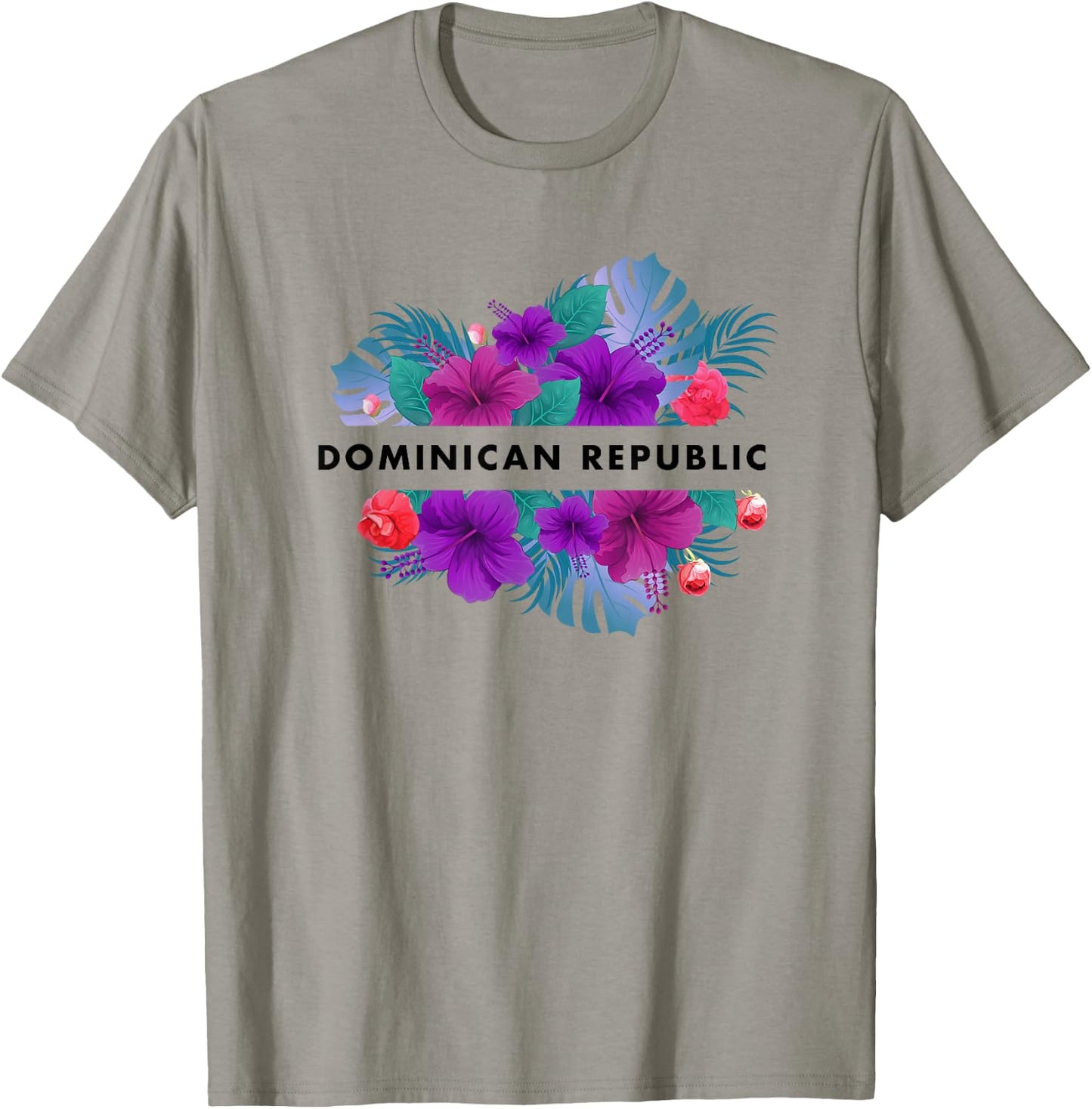 Flowers of Dominican Republic Black Text Vintage Boho T-Shirt - T-Shirt | Sand