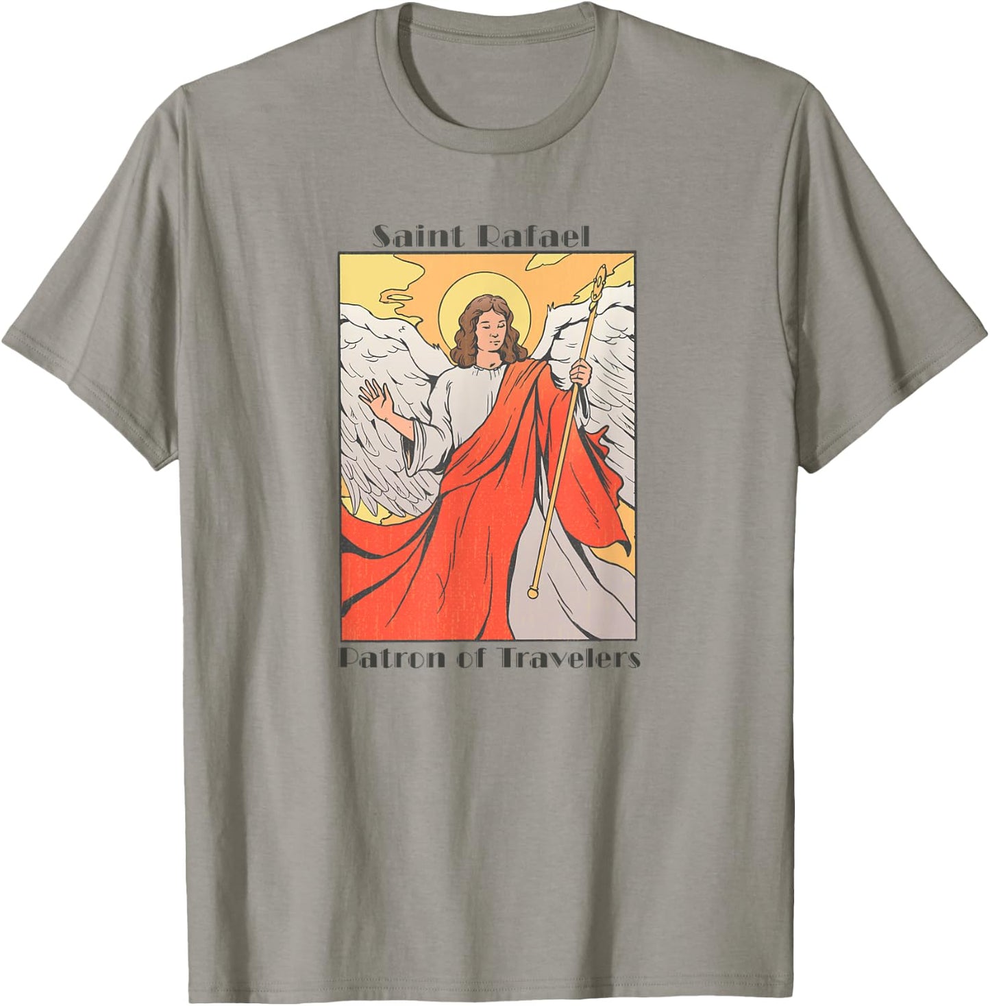 St. Rafael Catholic Archangel Patron Saint of Travel, Travel T-Shirt - T-Shirt | Sand