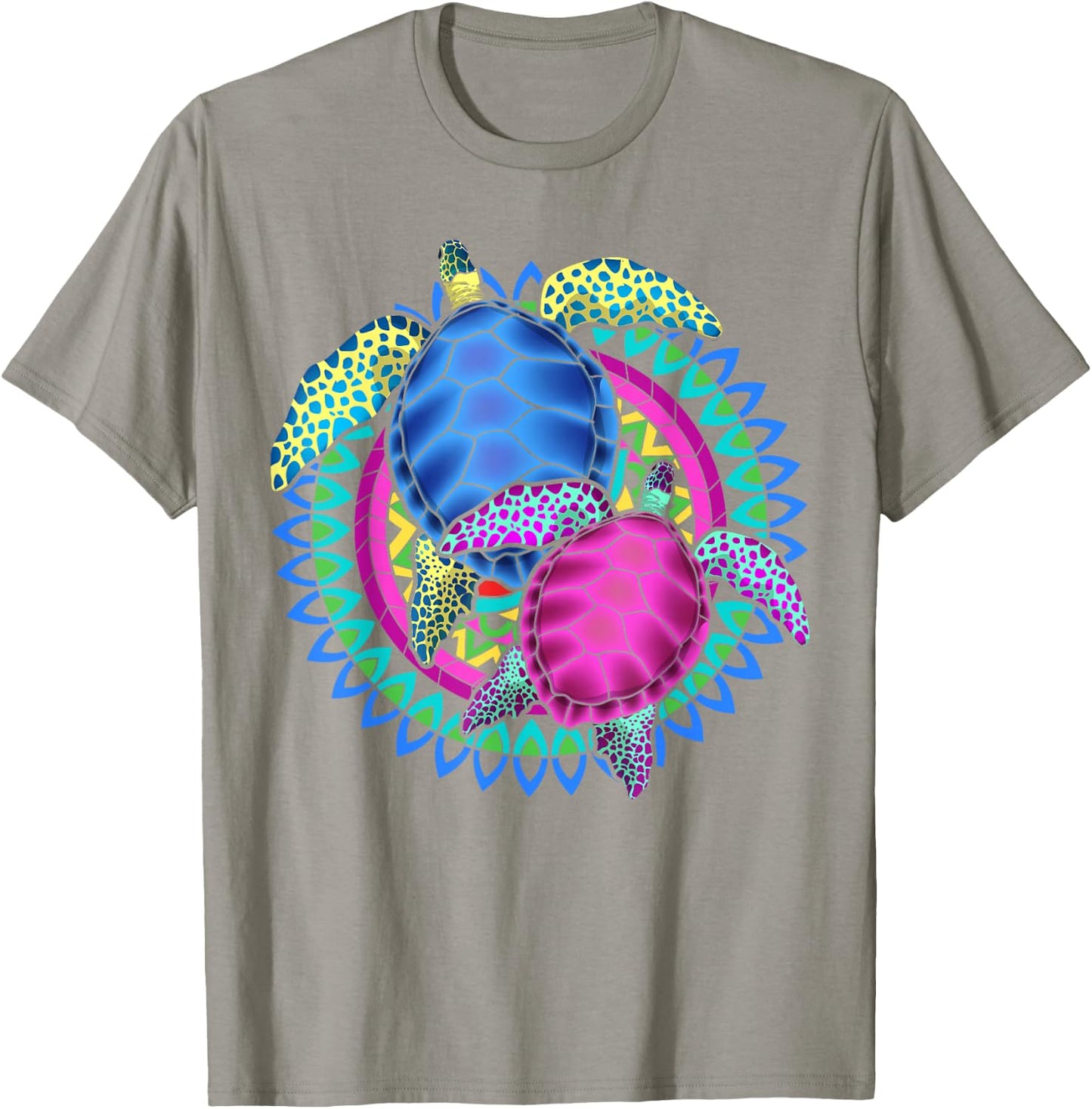 Colorful Mandala Animal Lover Polynesian Hawaiian Sea Turtle T-Shirt - T-Shirt | Sand