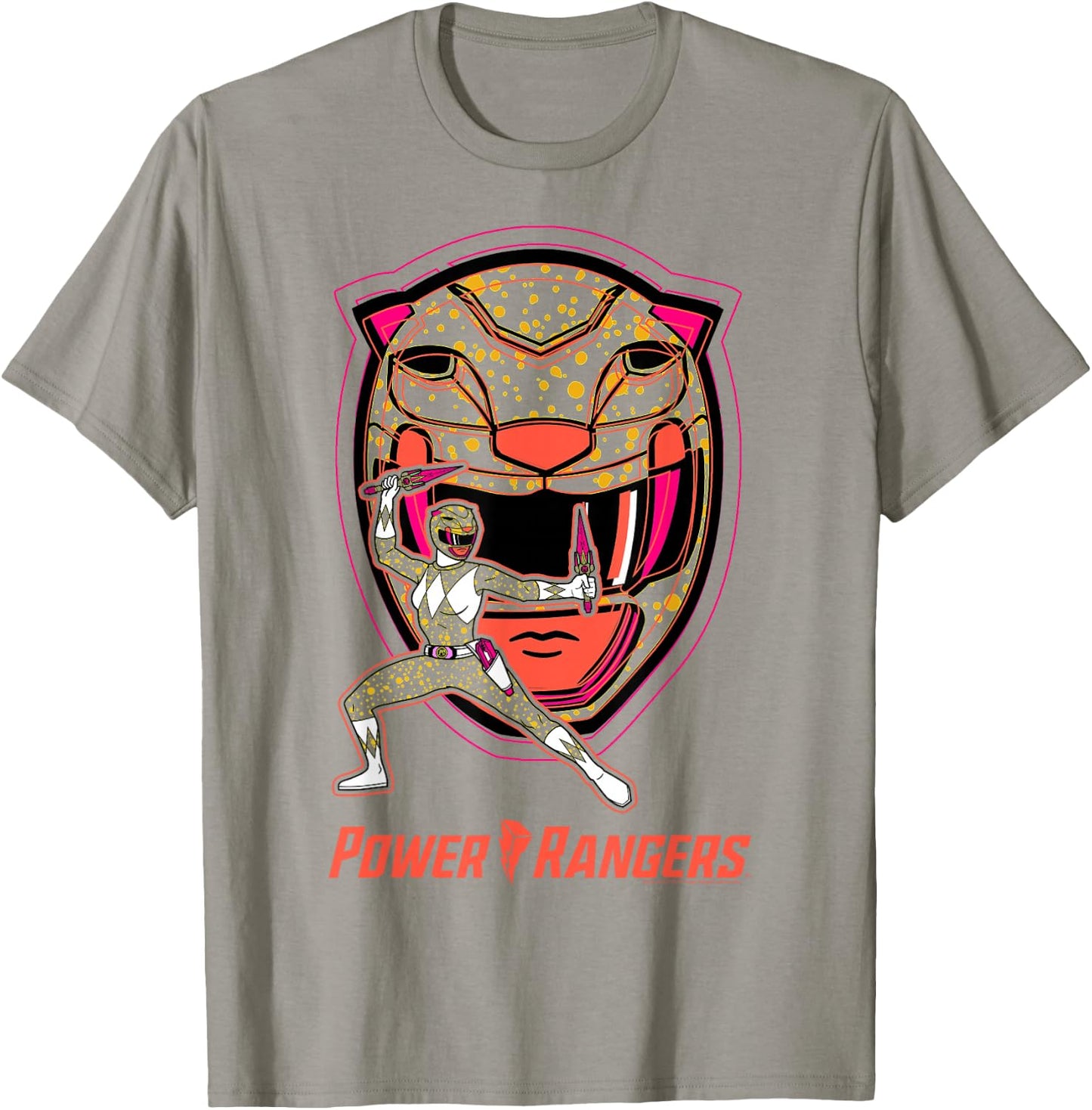 Power Rangers Yellow Ranger Icon Fill Helmet Silhouette T-Shirt - T-Shirt | Sand