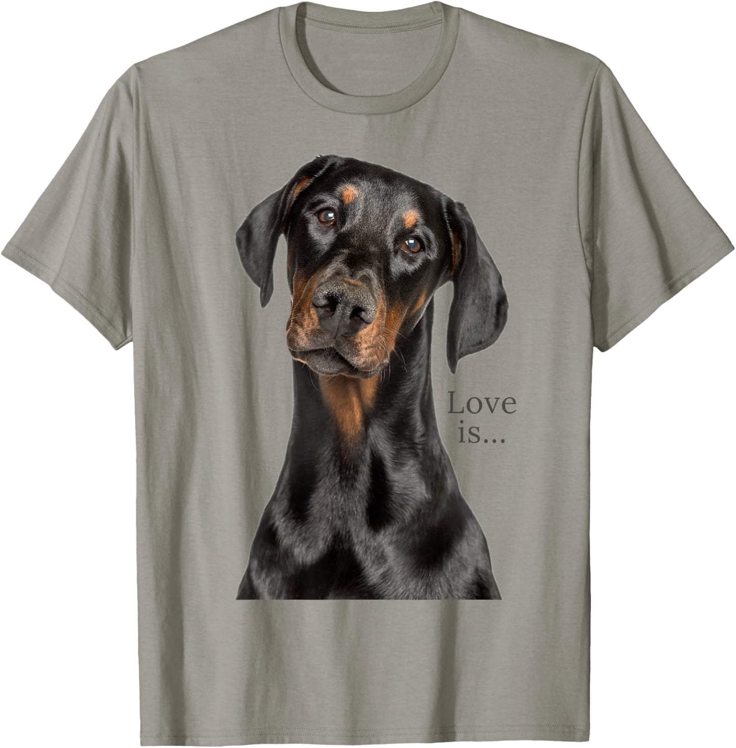 Doberman Shirt Doberman Pinscher Dog Mom Dad Love Pet Puppy T-Shirt - T-Shirt | Sand