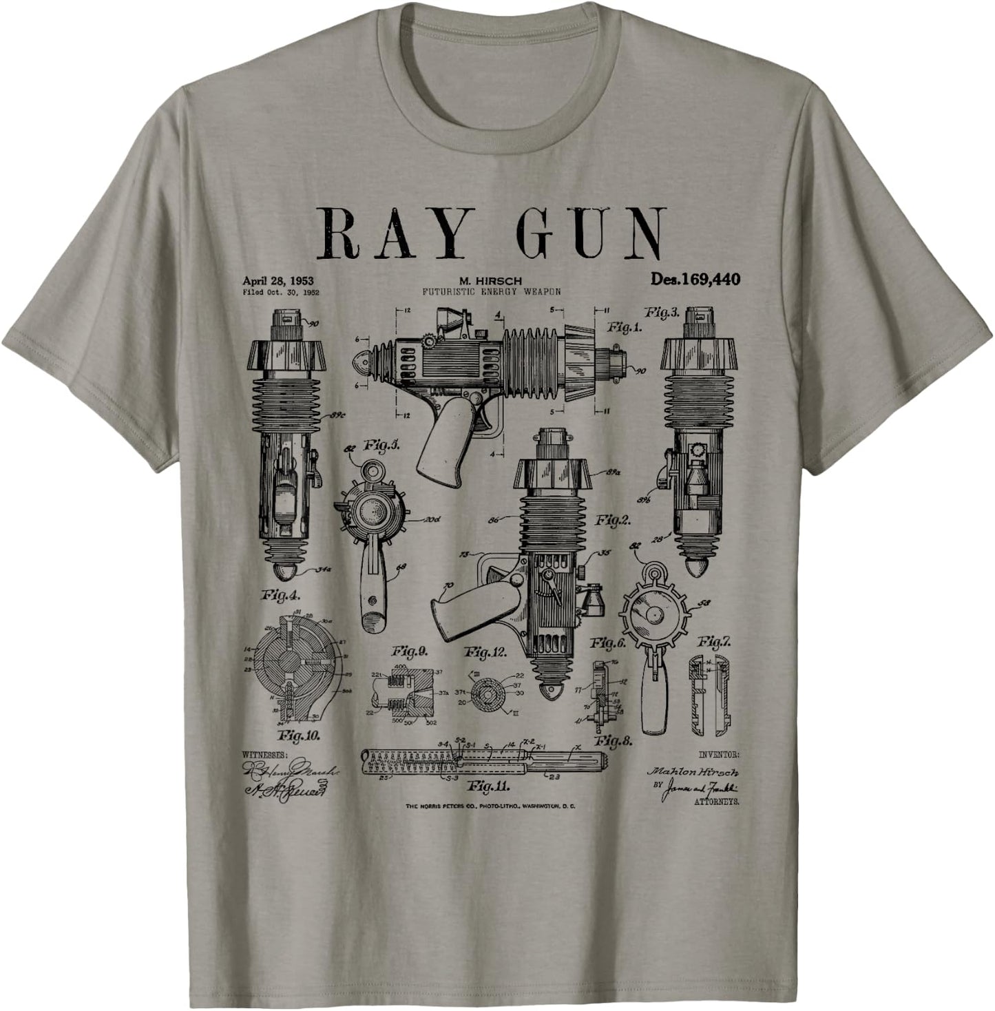 Ray Gun Science Fiction Geek Weapon Vintage Patent Print T-Shirt - T-Shirt | Sand