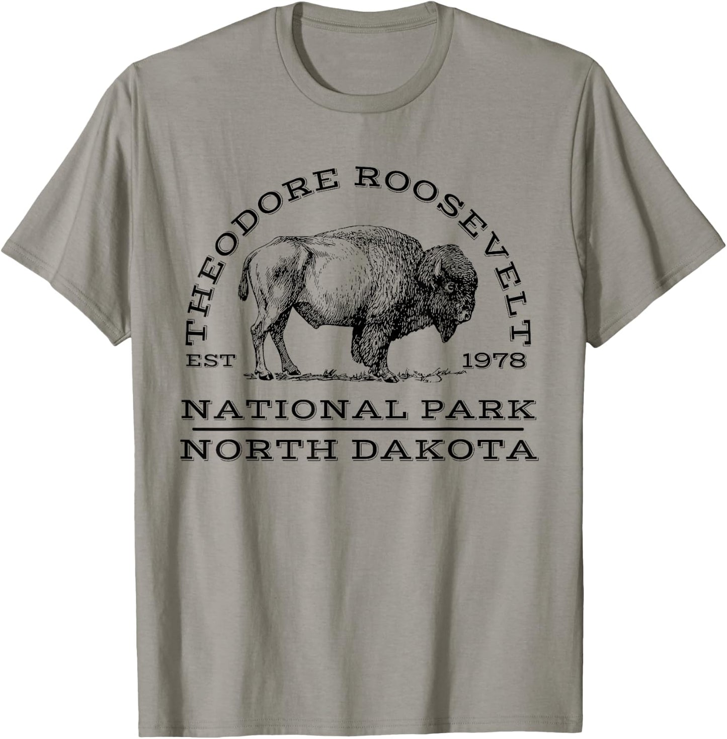 Theodore Roosevelt National Park Buffalo North Dakota Hike , Gray T-Shirt - T-Shirt | Sand