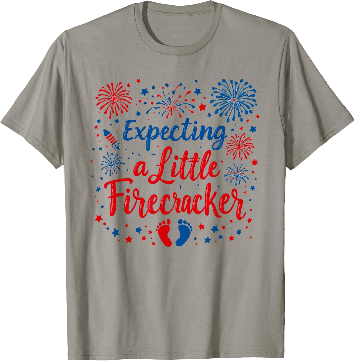 Expecting A Little Firecracker Baby Announcements 4th July T-Shirt - T-Shirt | Sand