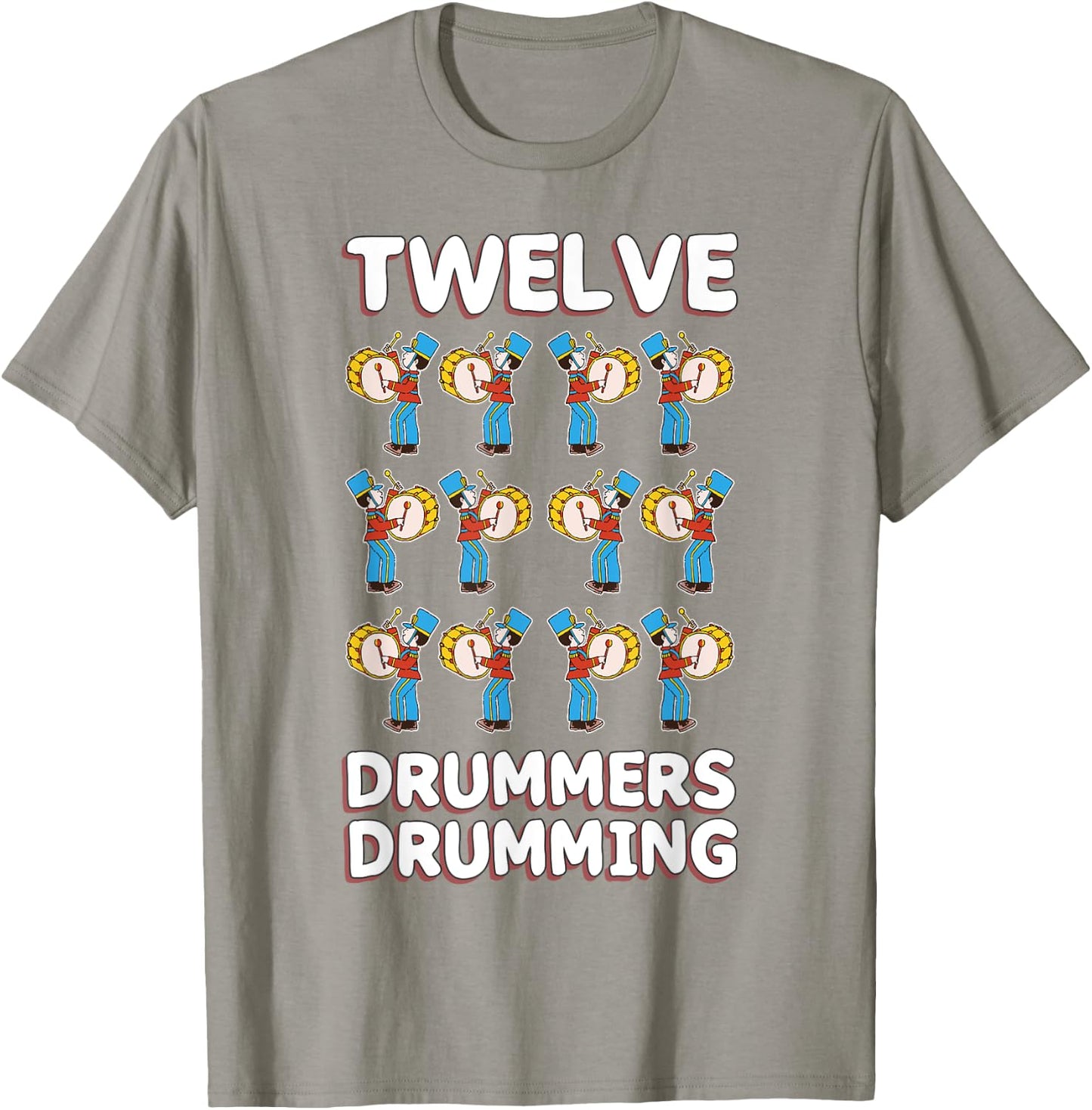 Twelve Drummers Drumming Song 12 Days Christmas T-Shirt - T-Shirt | Sand