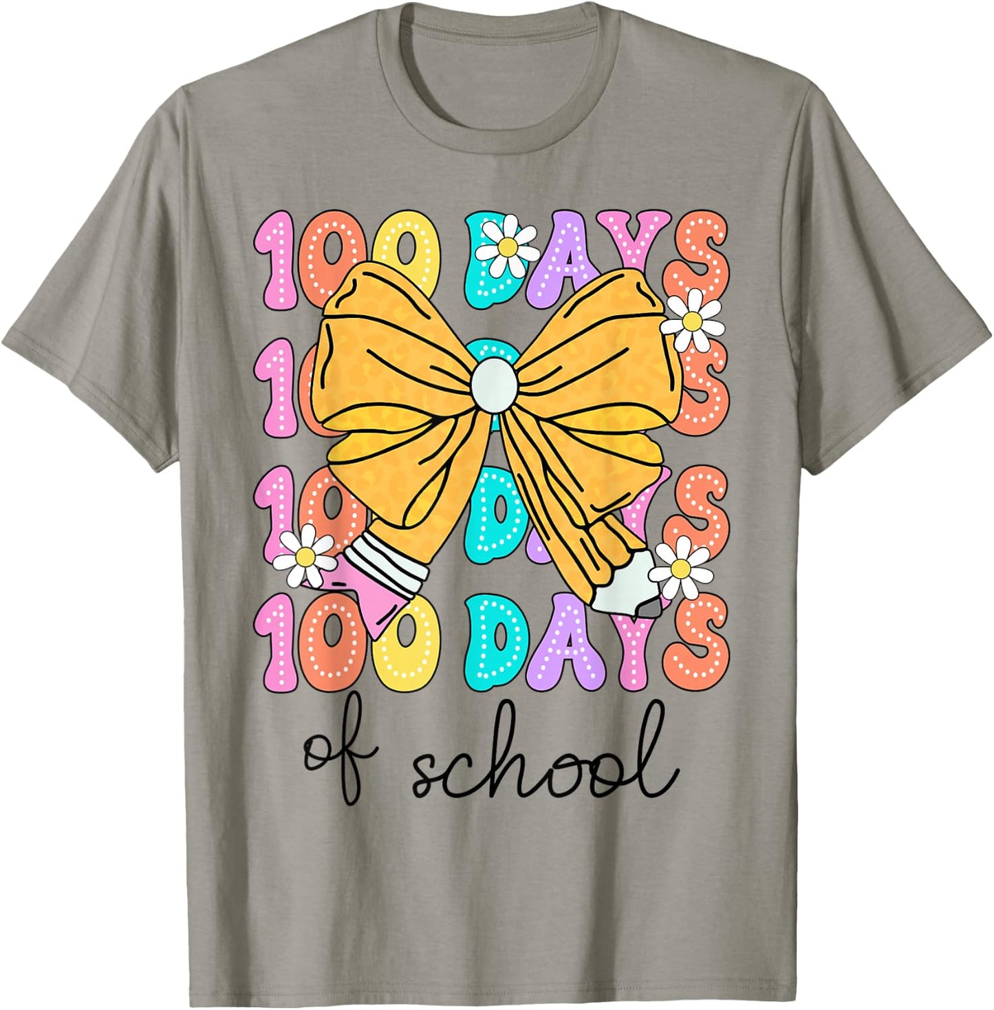 100 Days Of School Coquette Bow 100th Day School Kids Girls T-Shirt - T-Shirt | Sand