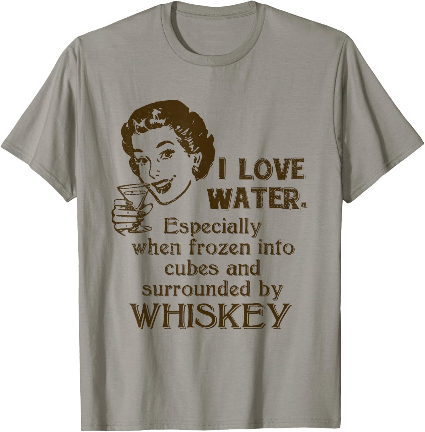 Whiskey Lovers Funny Retro Gag Gift Novelty Graphic T-Shirt - T-Shirt | Sand