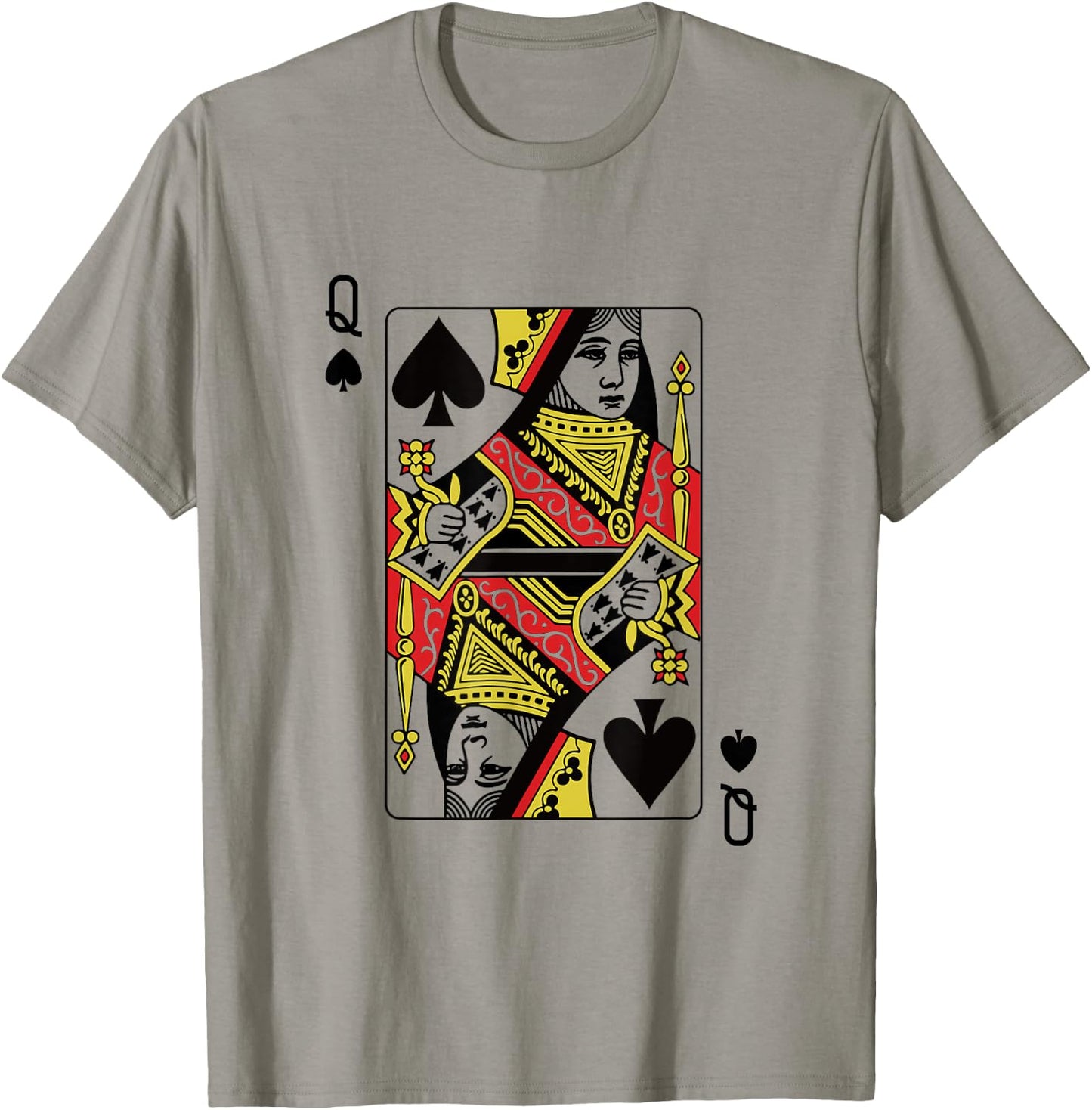 Queen Of Spades Playing Card Poker T-Shirt - T-Shirt | Sand