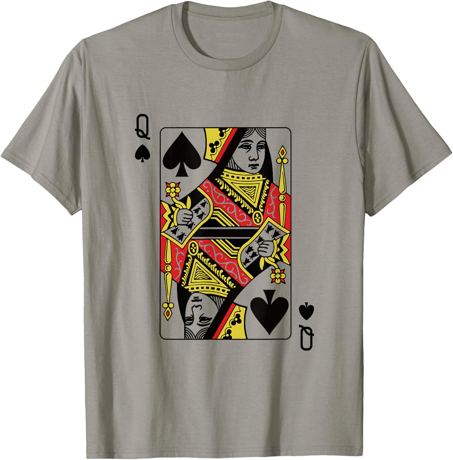 Queen Of Spades Playing Card Poker T-Shirt - T-Shirt | Sand