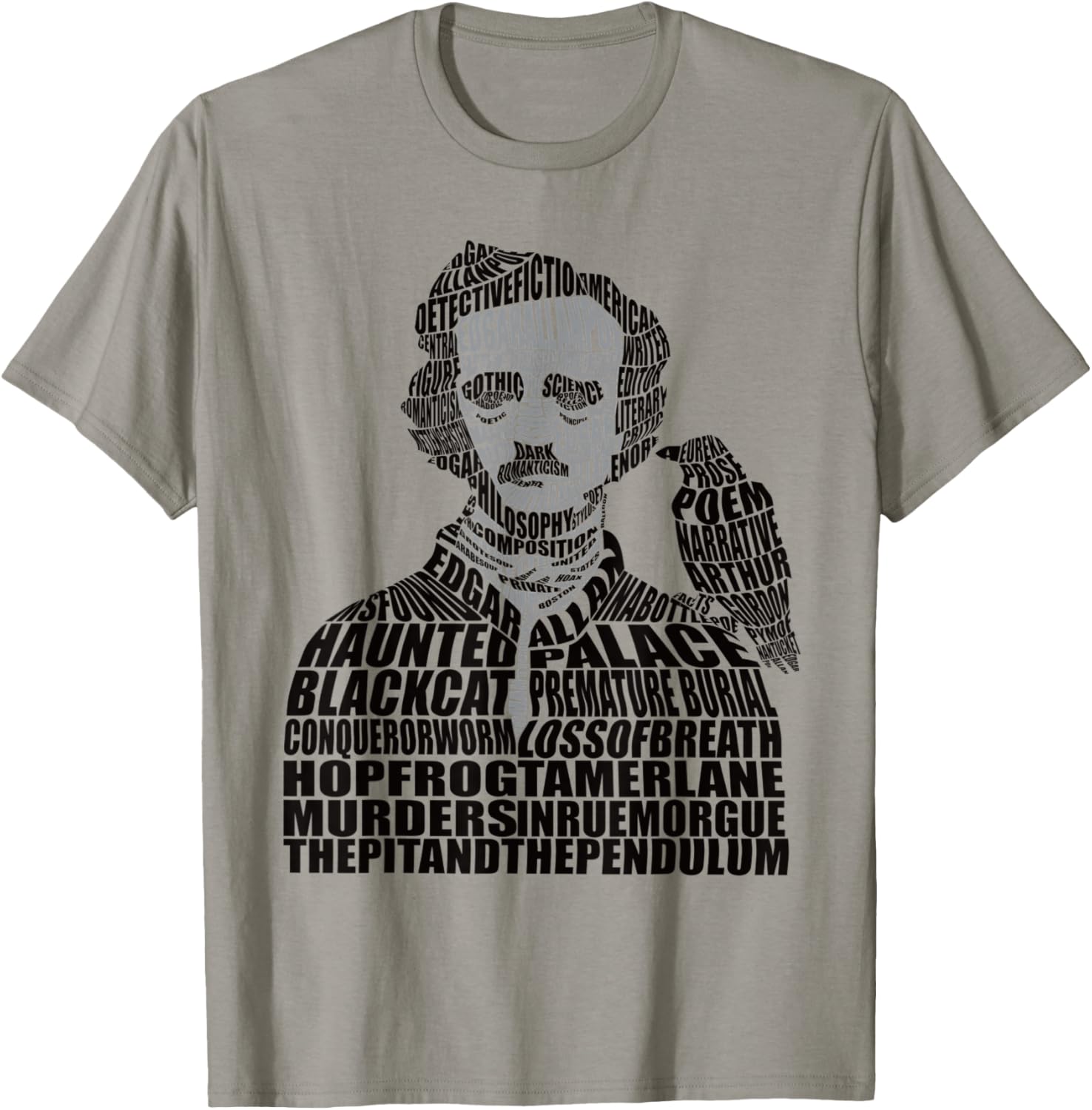 Calligram Edgar Allan Poe Poem Lover Gift T-Shirt - T-Shirt | Sand