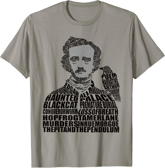 Calligram Edgar Allan Poe Poem Lover Gift T-Shirt - T-Shirt | Sand