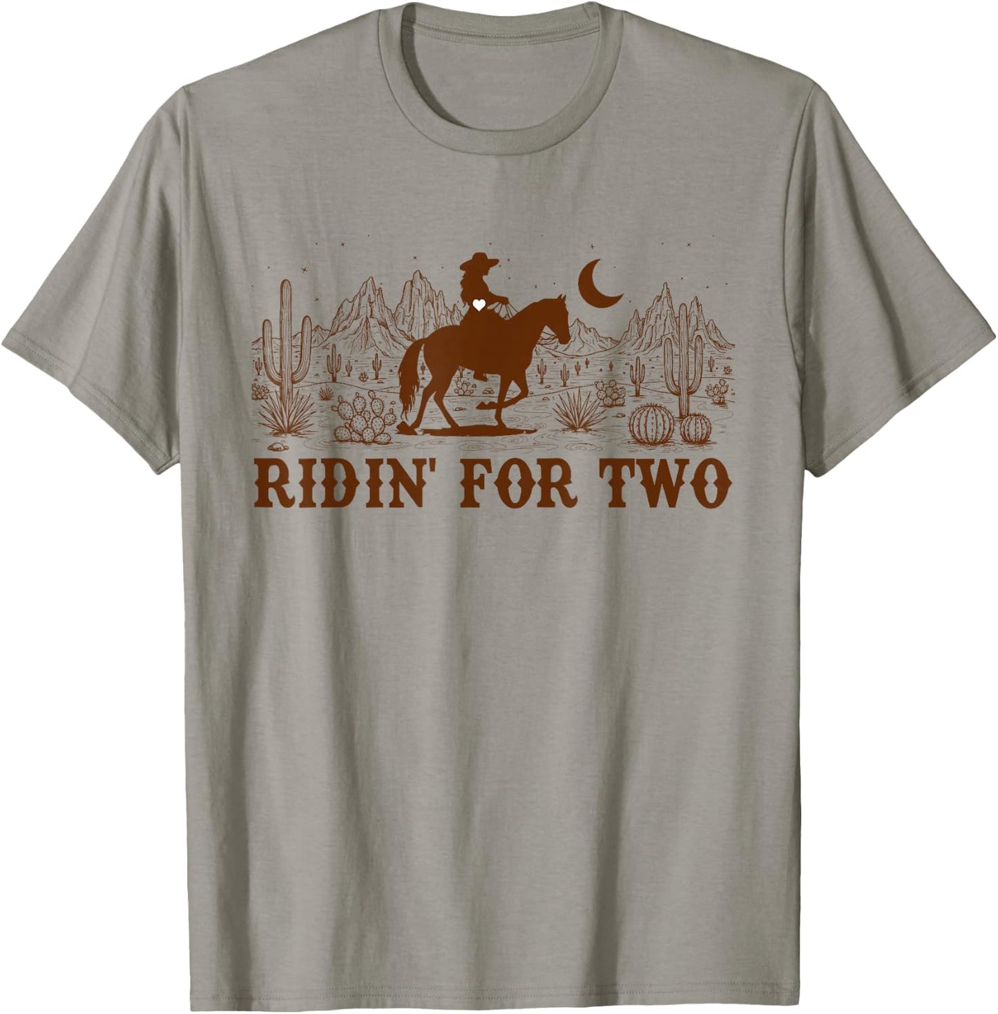 Cowgirls Pregnancy Announcement Western Life Ridin' for Two T-Shirt - T-Shirt | Sand